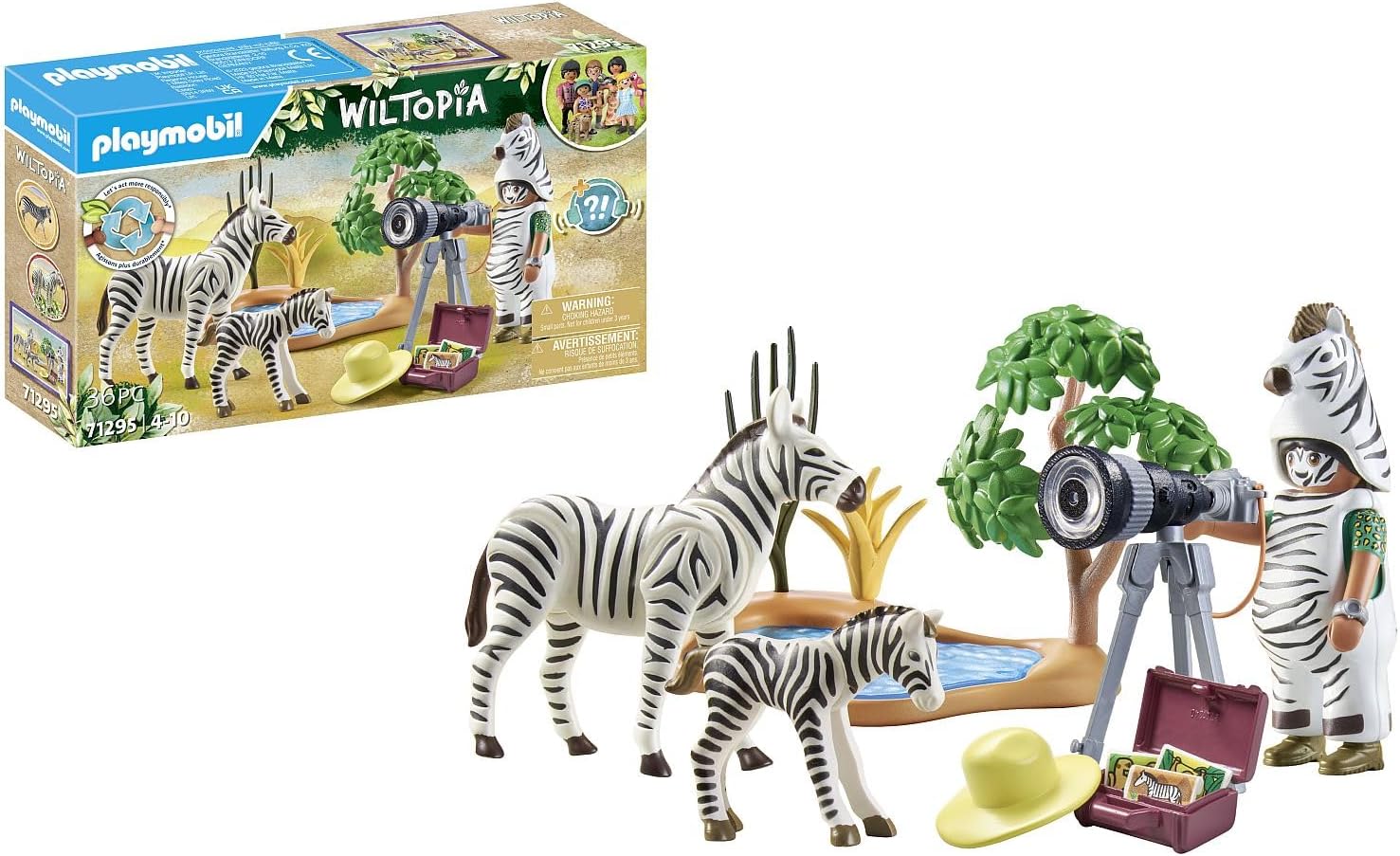 Playmobil 71295 Wiltopia Photographer with Zebras, exploring the animal kingdom,