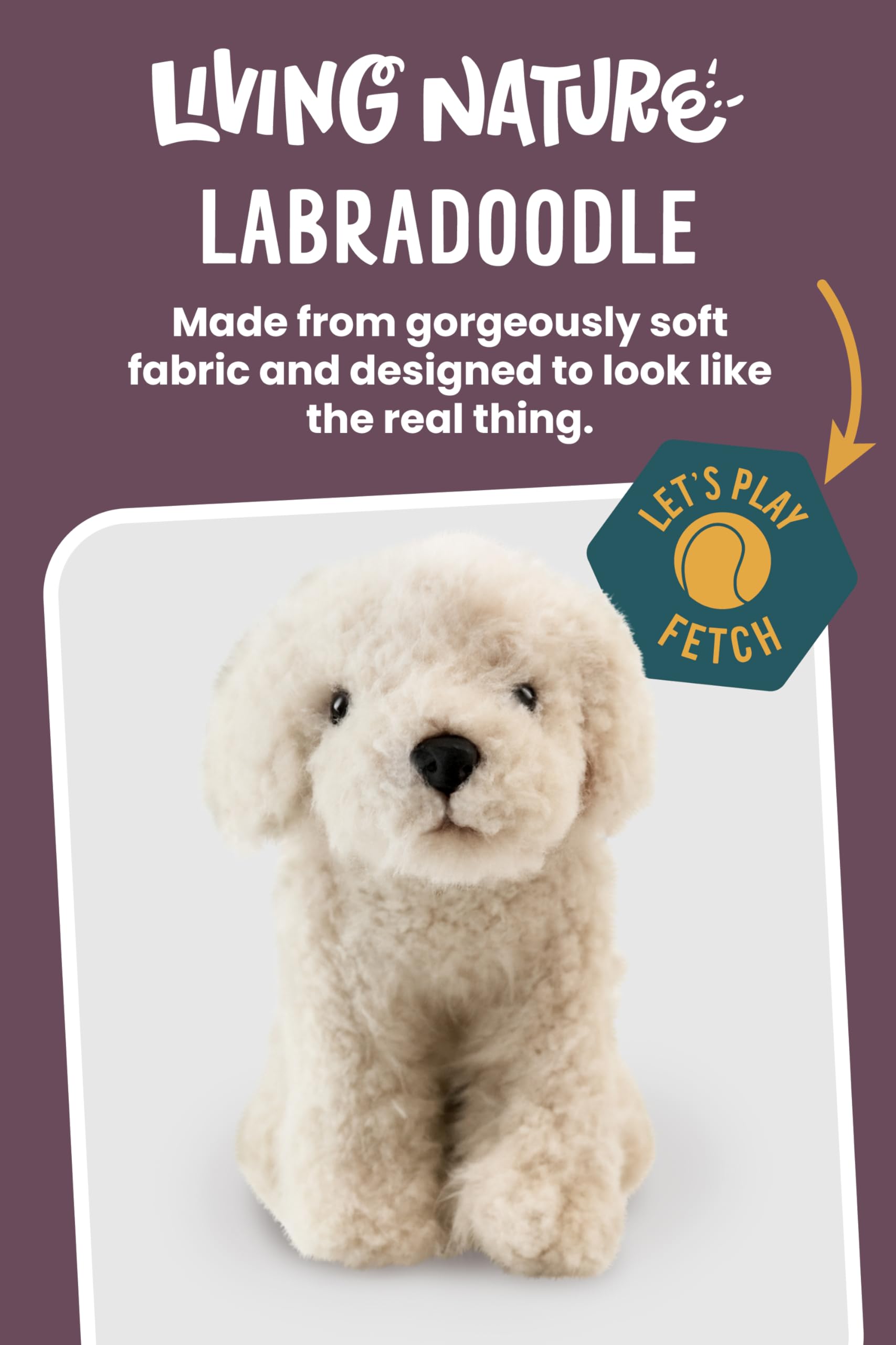Living Nature Labradoodle Stuffed Animal - 25cm Plush Toy with Educational Tag