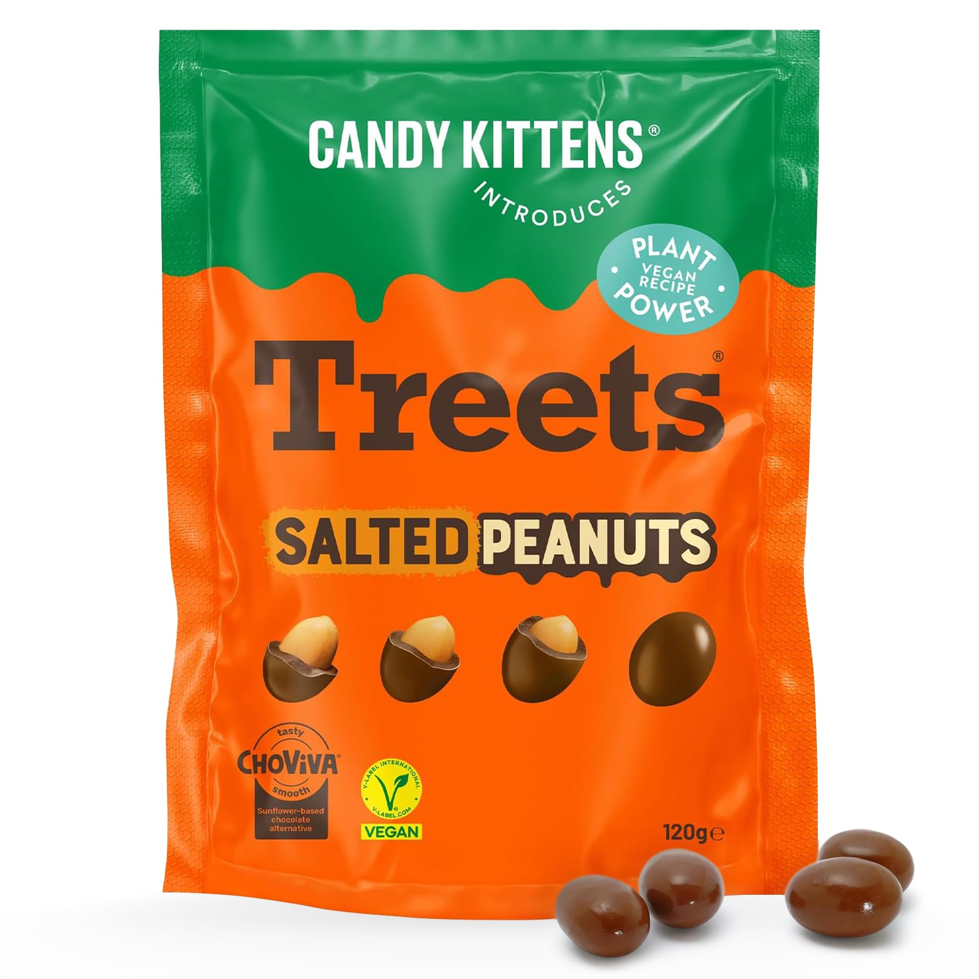 CANDY KITTENS Vegan Chocolate Covered Salted Peanuts - 120g Pack | Plant-Powered Snack
