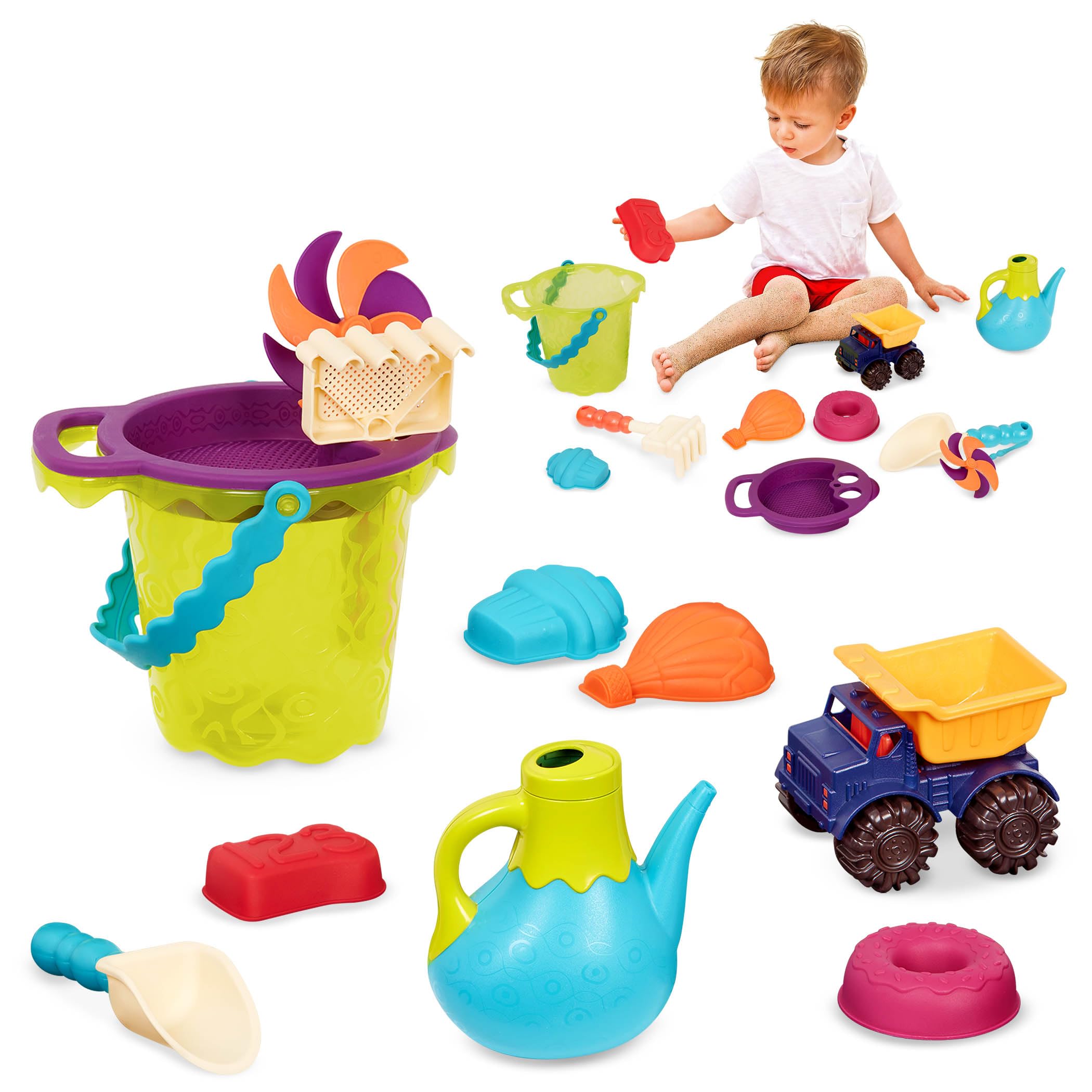 B. toys Beach Summer Bag Water Playset with 11 Sand Toys | Ages 18m+
