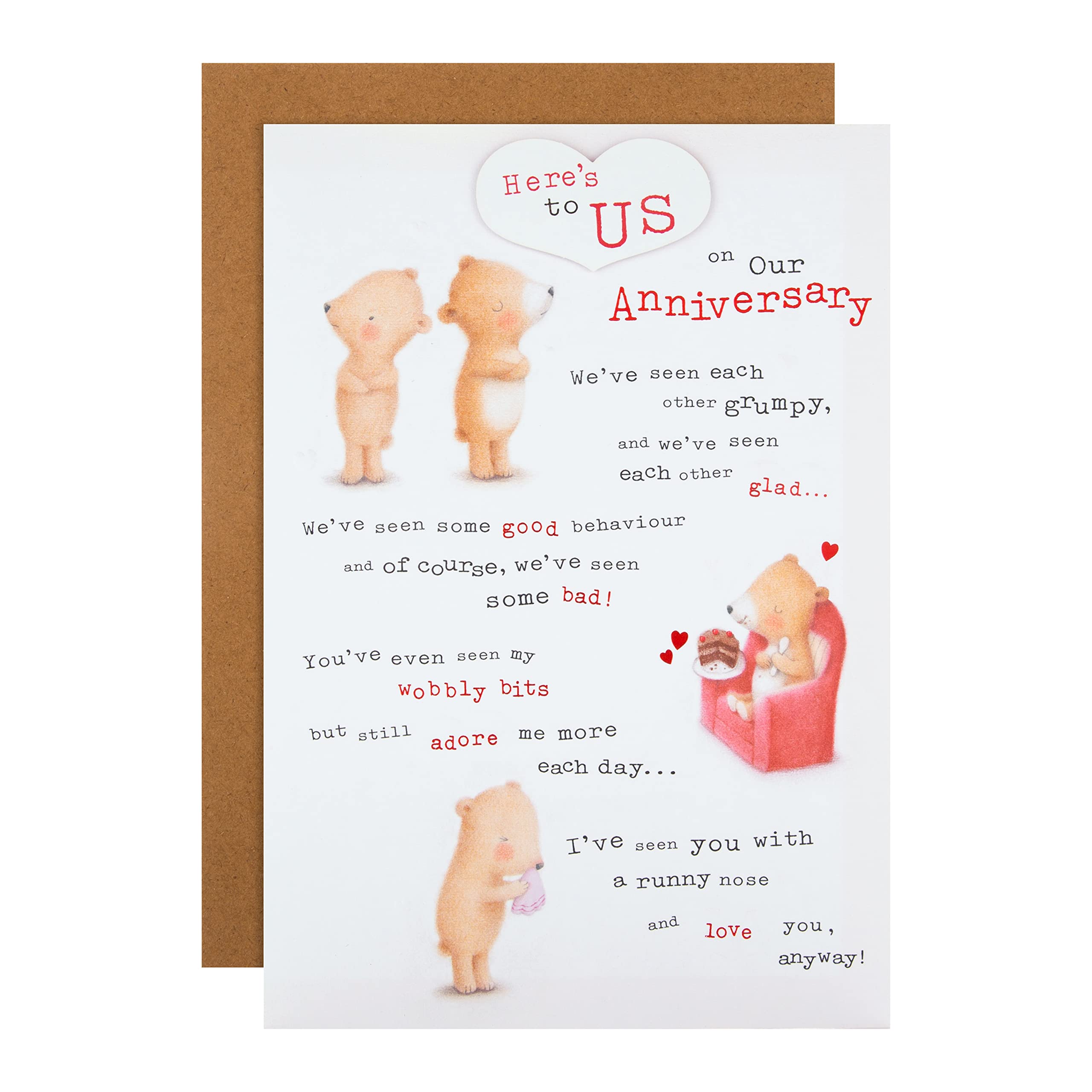 Hallmark Anniversary Card - Cute Ted & Ginger Design with 3D Heart Attachment 1