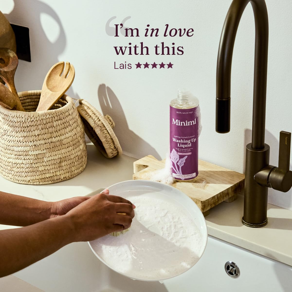 Miniml Eco Washing Up Liquid Refill - 1L Wild Rhubarb & Lemon | Plant-Powered, Skin Sensitive 7