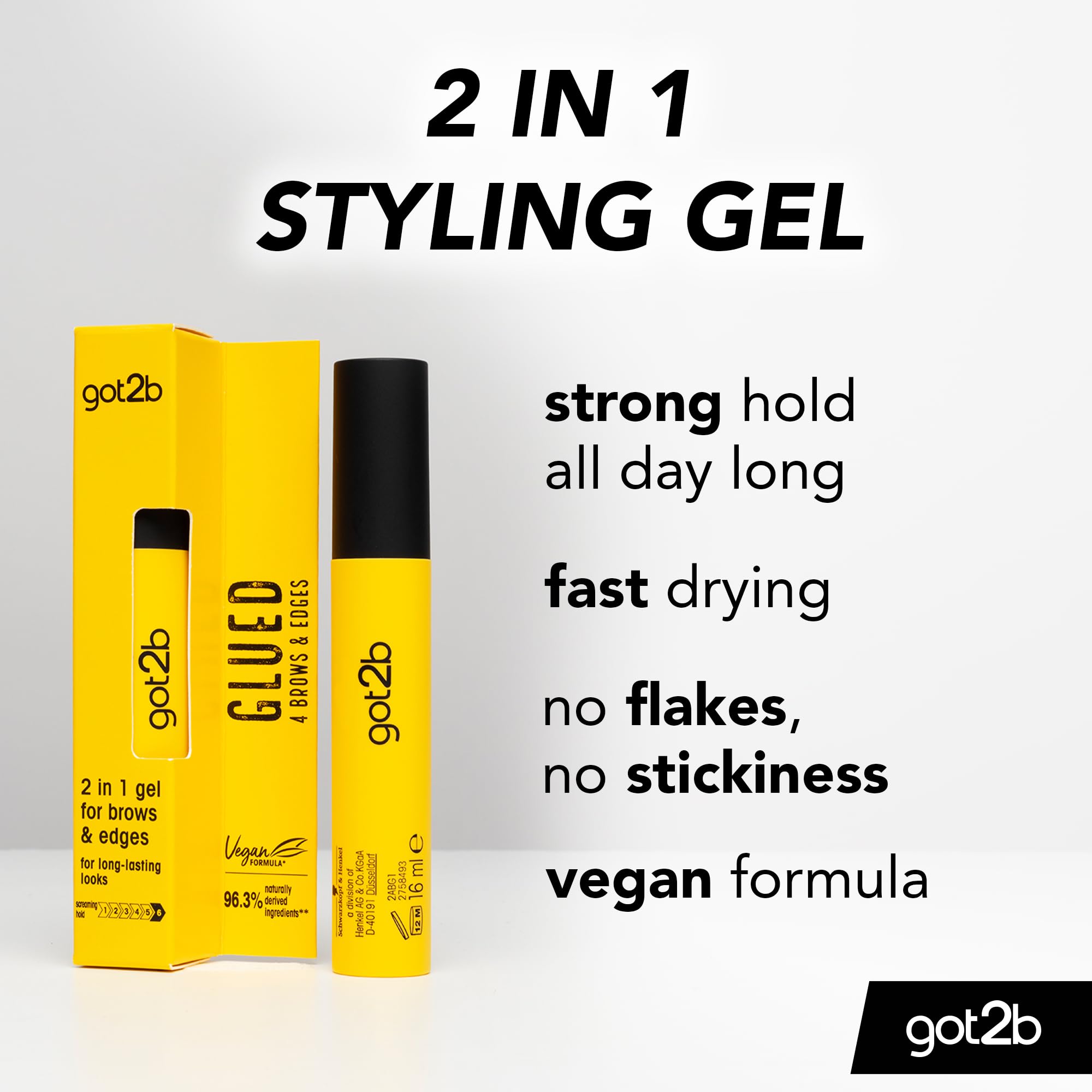 Got2B Glued 4 Brows & Edges Clear 2-in-1 Gel (16 ml) - Screaming Hold Vegan Brow & Edge Styler 5
