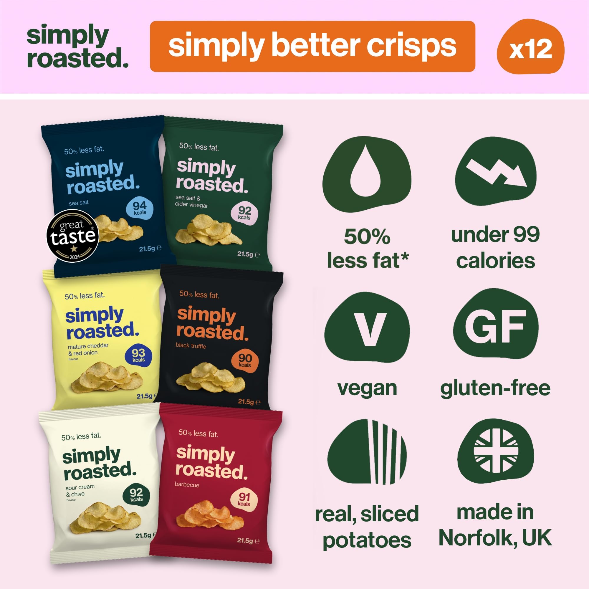 Simply Roasted Discovery Box | 12 x 21.5g Roasted Crisps Multipack | Gluten-Free, Vegan Snacks 3