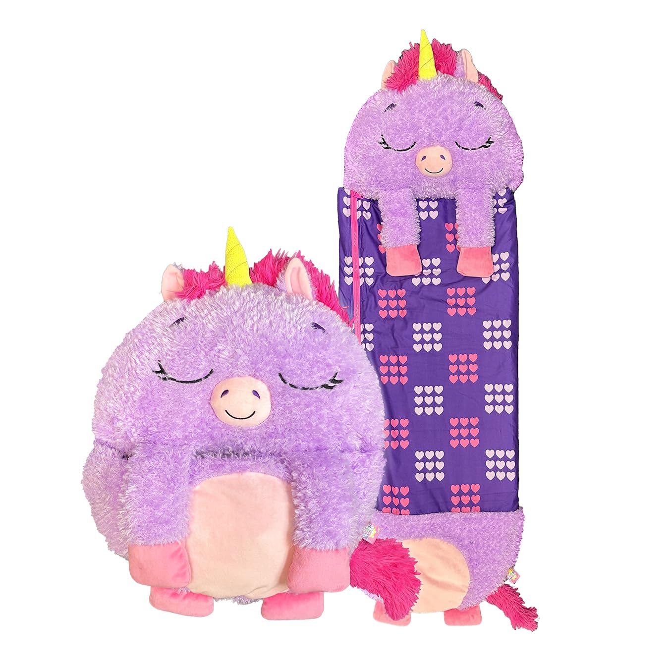 Happy Nappers Kids Sleeping Bag - Purple Unicorn - 2-in-1 Plush Toy & Sleeping Bag for Nap Time or Play 8