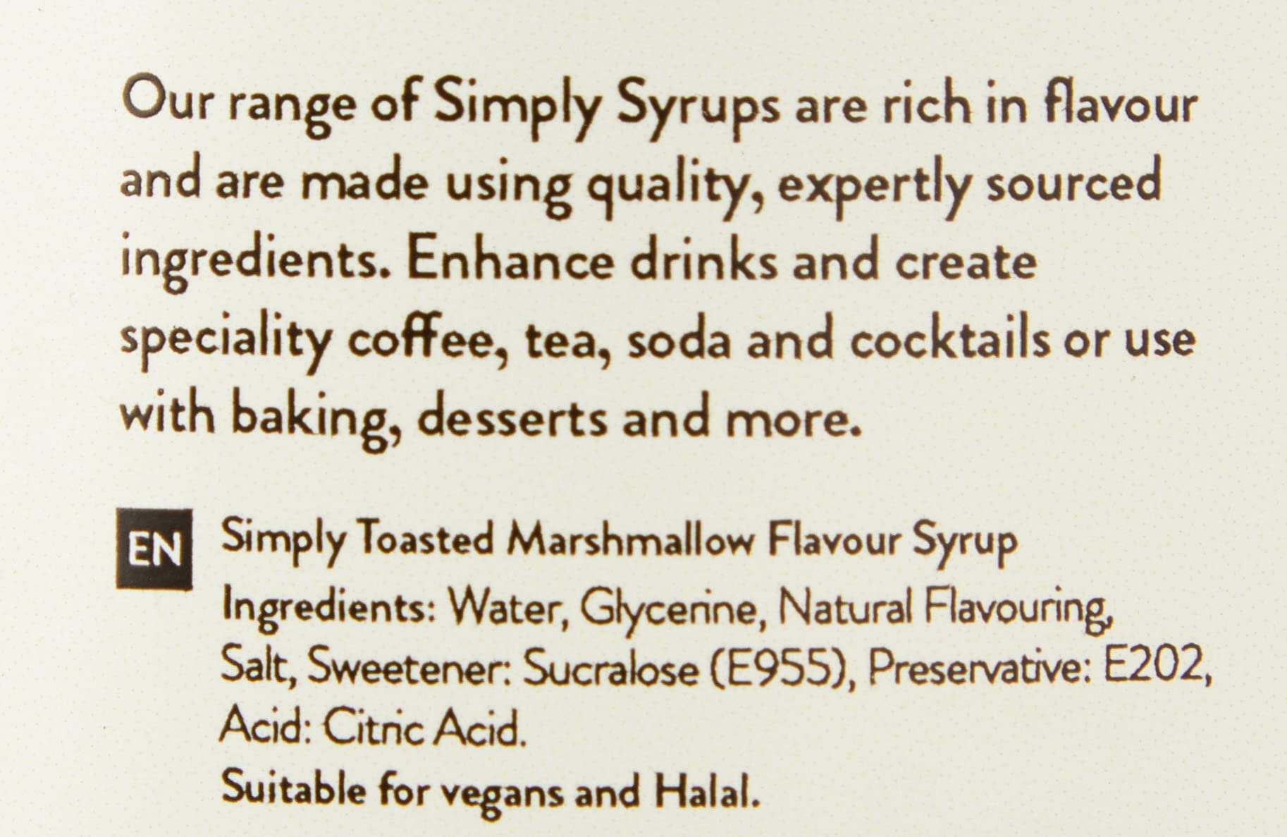 Simply - Sugar Free Toasted Marshmallow Syrup, Low Calorie Vegan & Nut Free Beverage Syrup 3
