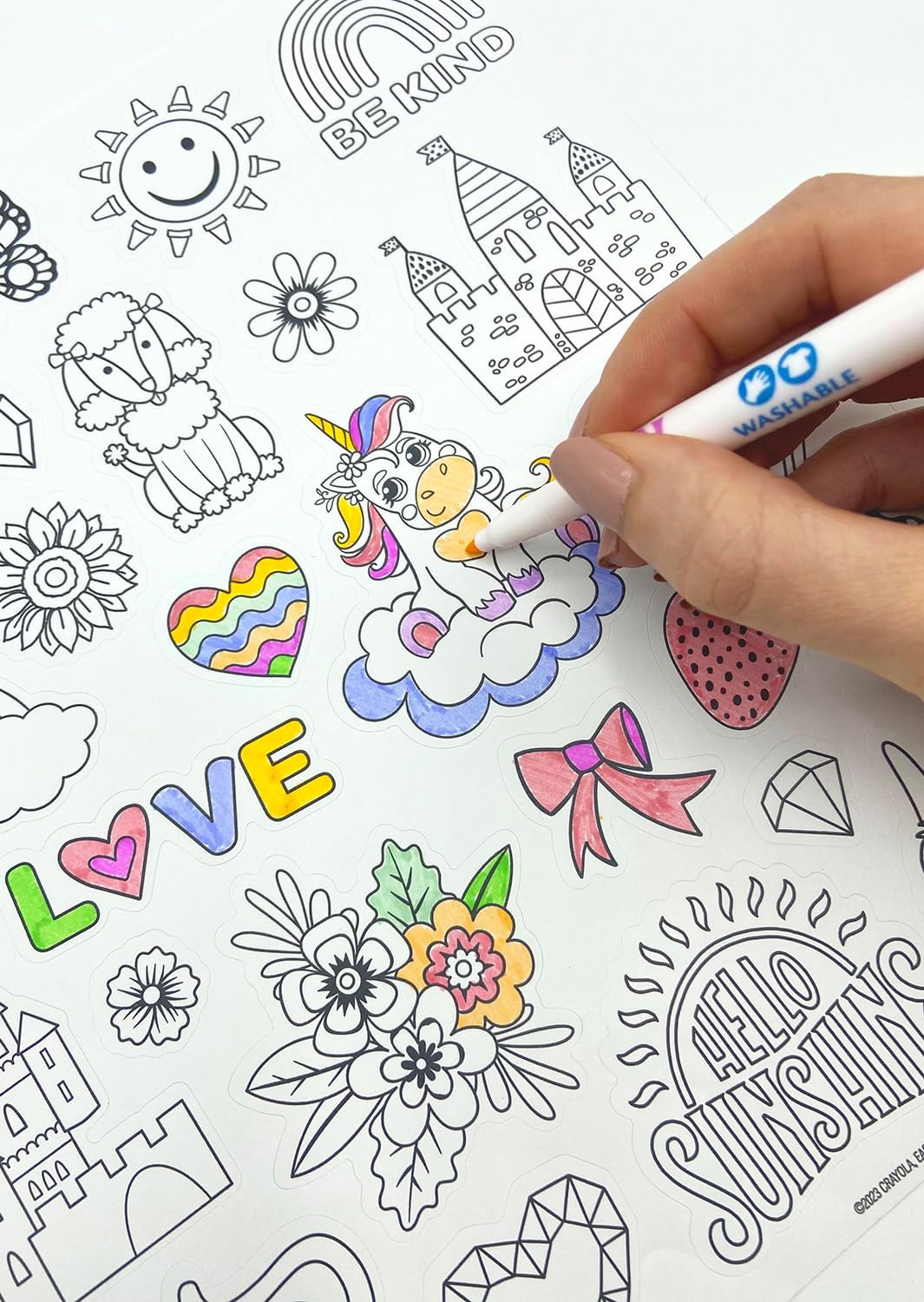 Crayola Colour-Your-Own Stickers - 50+ Designs with Unicorns, Butterflies & Flowers