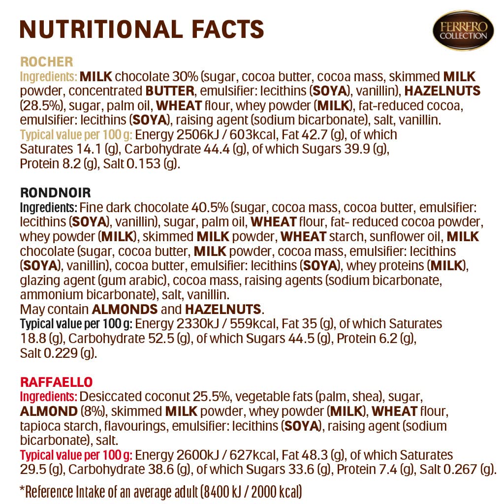 Ferrero Collection Assorted Chocolates - 32 Piece Gift Box with Rocher, Rondnoir & Raffaello 13
