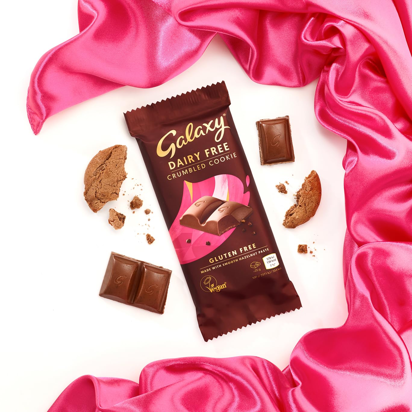 GALAXY Dairy Free Chocolate Bar – Crumbled Cookie, Vegan Hazelnut & Cocoa, 90g