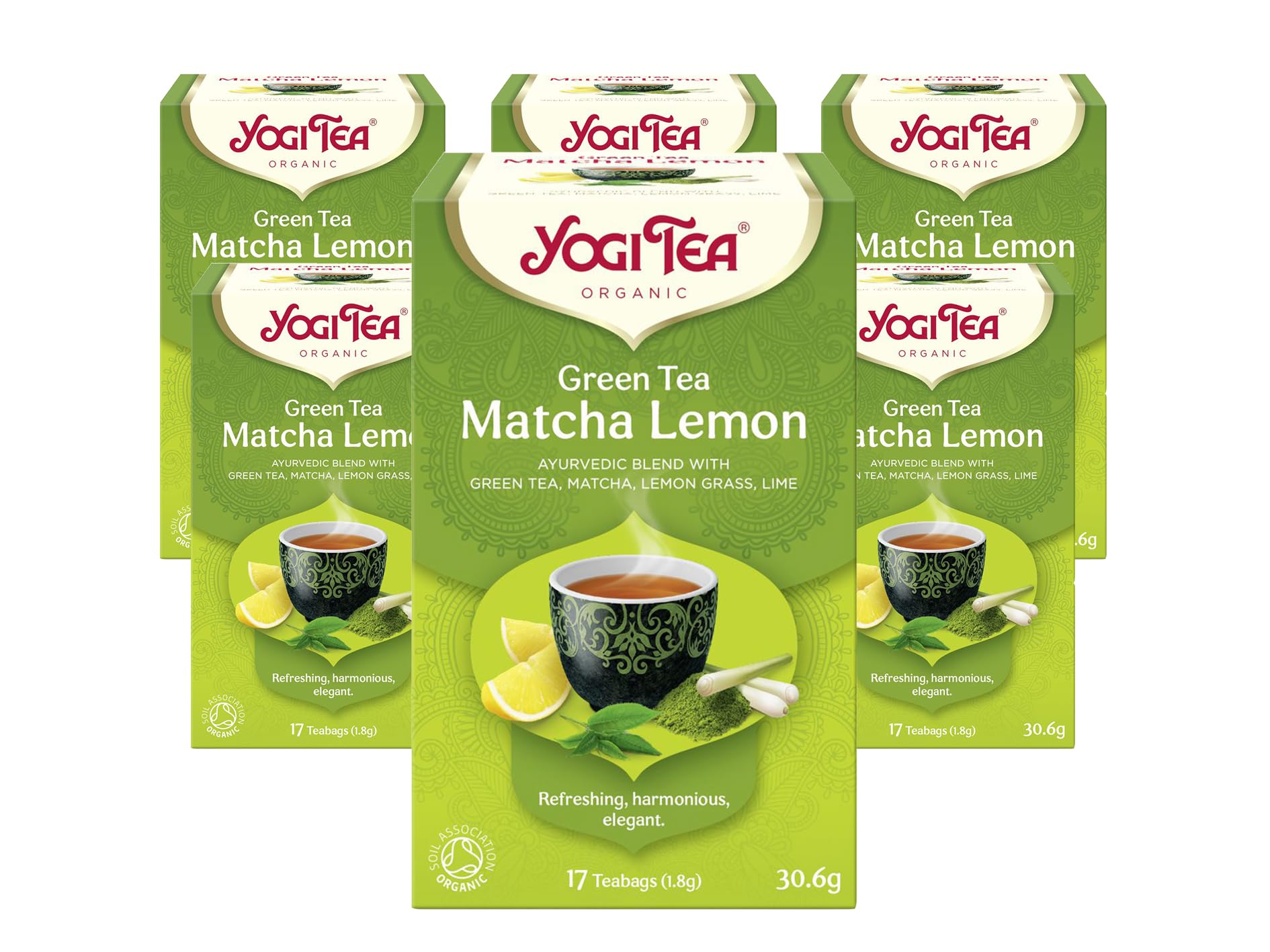 YOGI TEA - Matcha Lemon Organic Green Herbal Tea, 102 Tea Bags (6 x 17)