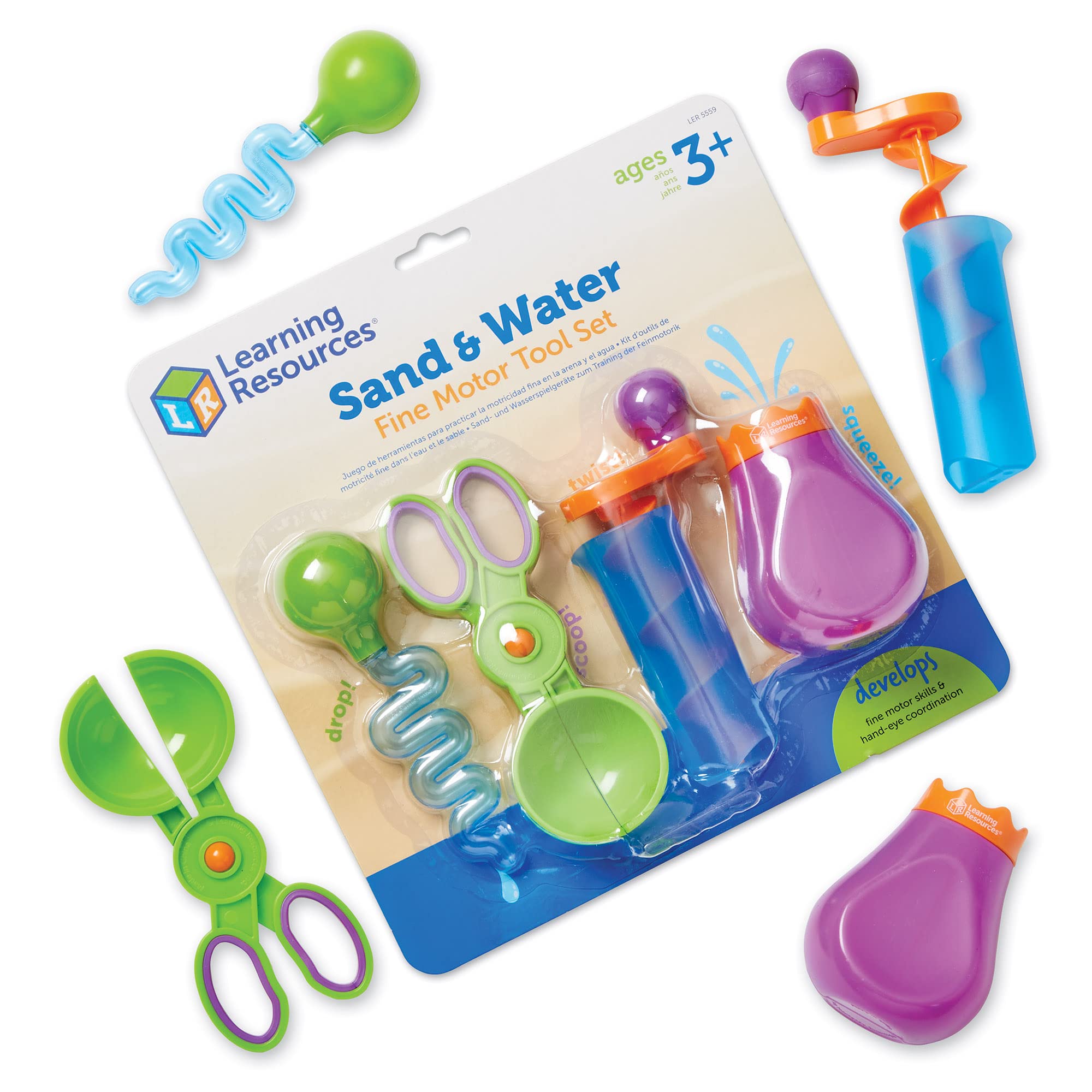 Learning Resources Sand & Water Fine Motor Tool Set for Ages 3+ | Strengthens Writing Muscles