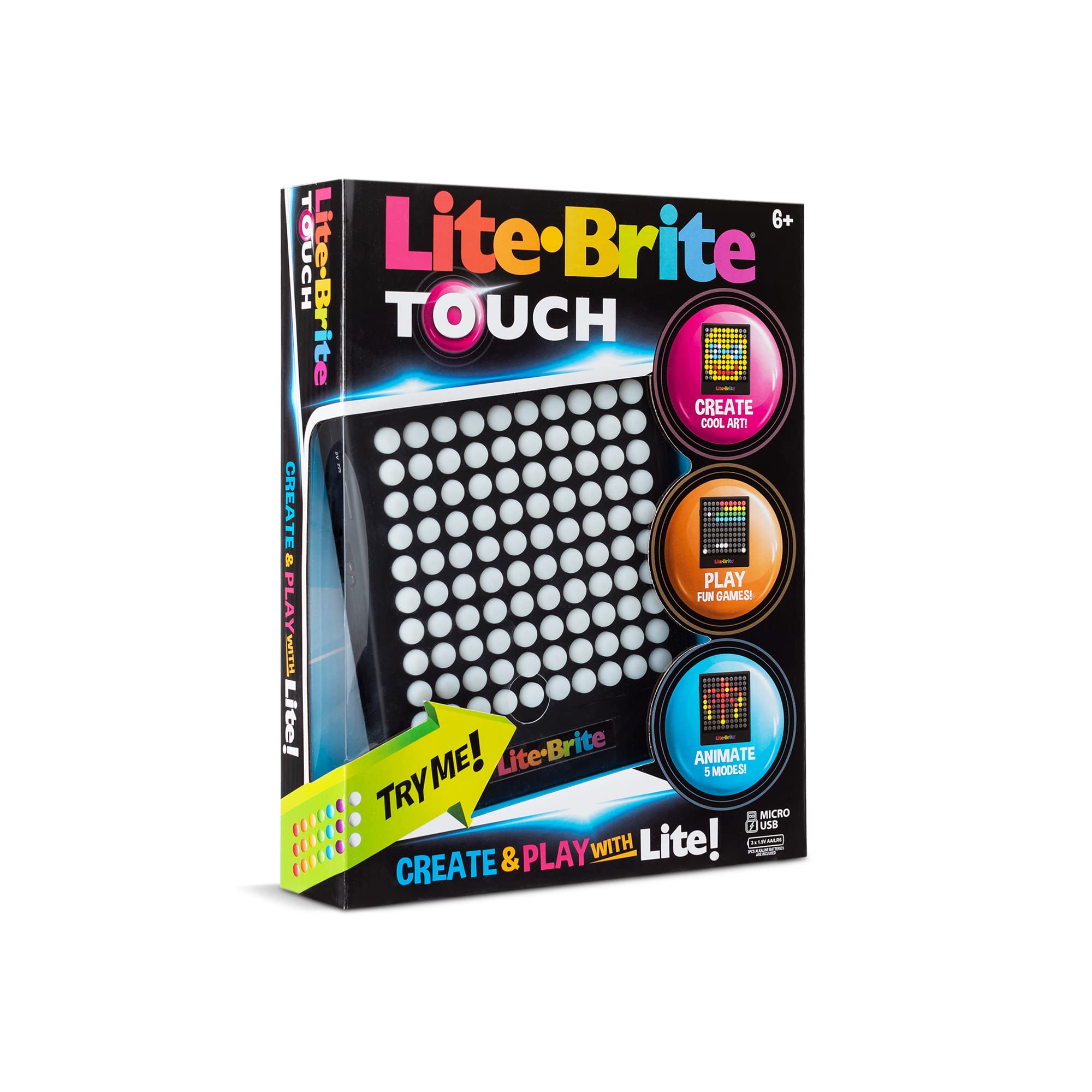 Lite Brite Basic Fun LED Light Up Drawing Board - 7 Colors, 5 Animations | Ages 6+ 8