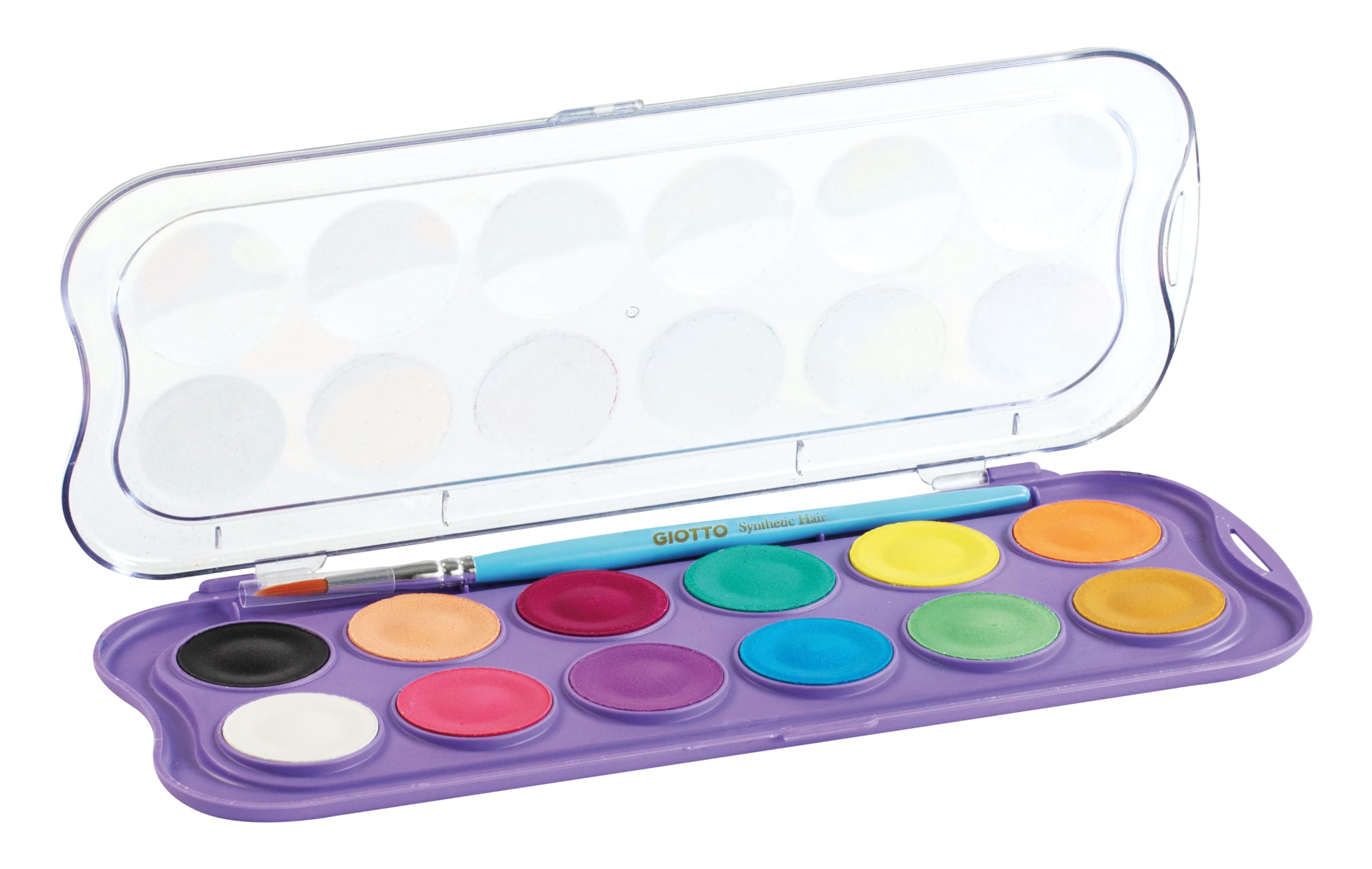 GIOTTO Candy Collection Watercolour Paint Set - 12 Intense Colours | Includes Brush | Pastel Palette