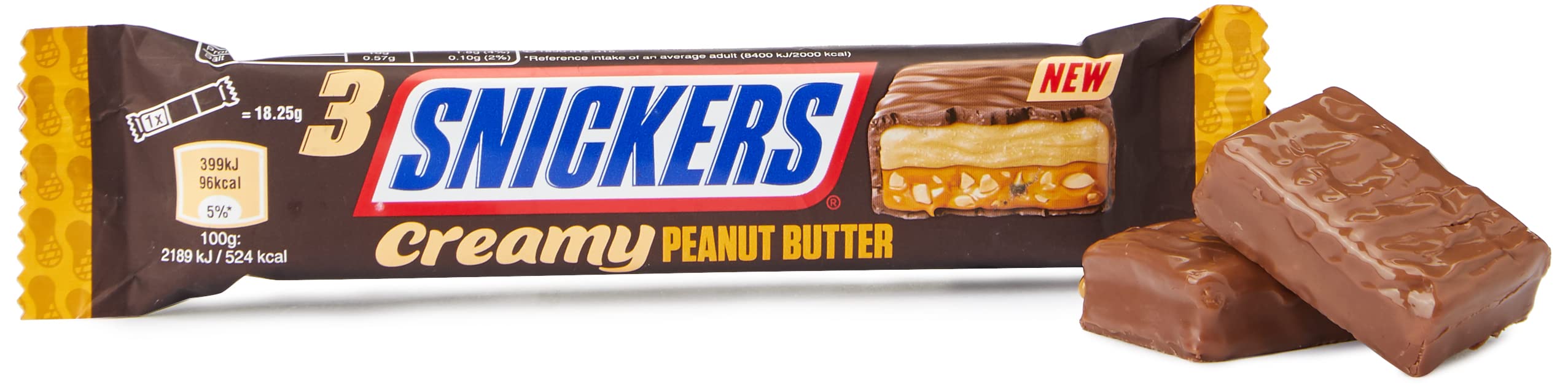 Snickers Creamy Peanut Butter Chocolate Trio Bar, 54.75 g
