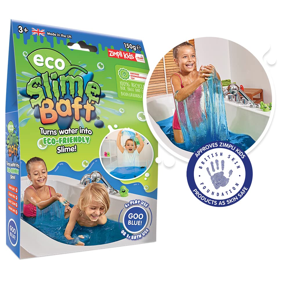 ZIMPLI Eco Slime Baff Blue - 1 Bath or 4 Play Uses, Magically Turns Water into Slime