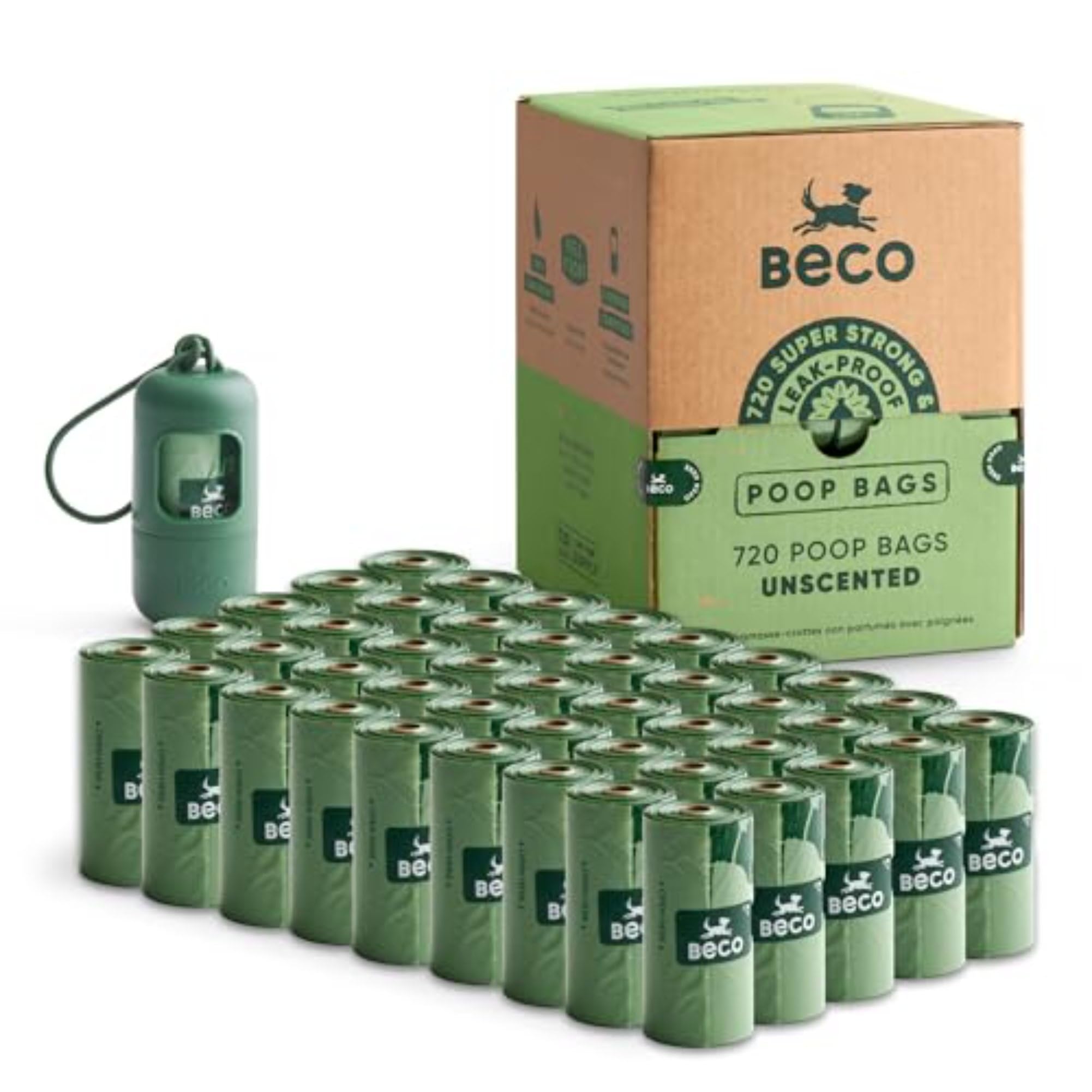 Beco Dog Poo Bags - 720 Count Unscented Bags | 94% Recycled Plastic | Leakproof 1