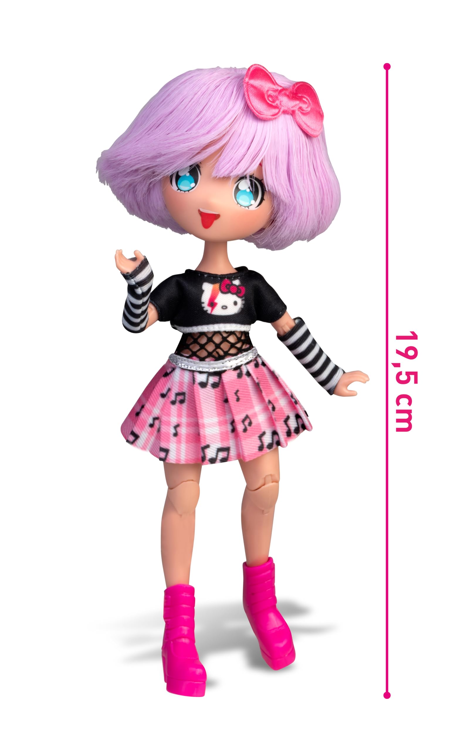 Hello Kitty Manga Doll - Purple Teddy Rock Fashion Doll with Plush Bear 4