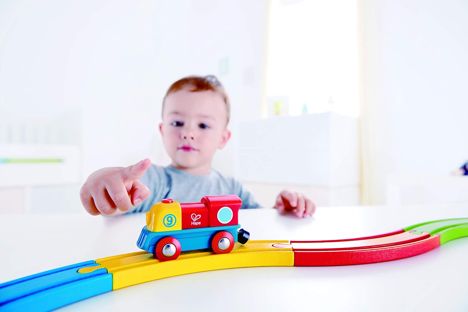 Hape Brave Little Engine Wooden Battery-Powered Train Toy for Toddlers 4