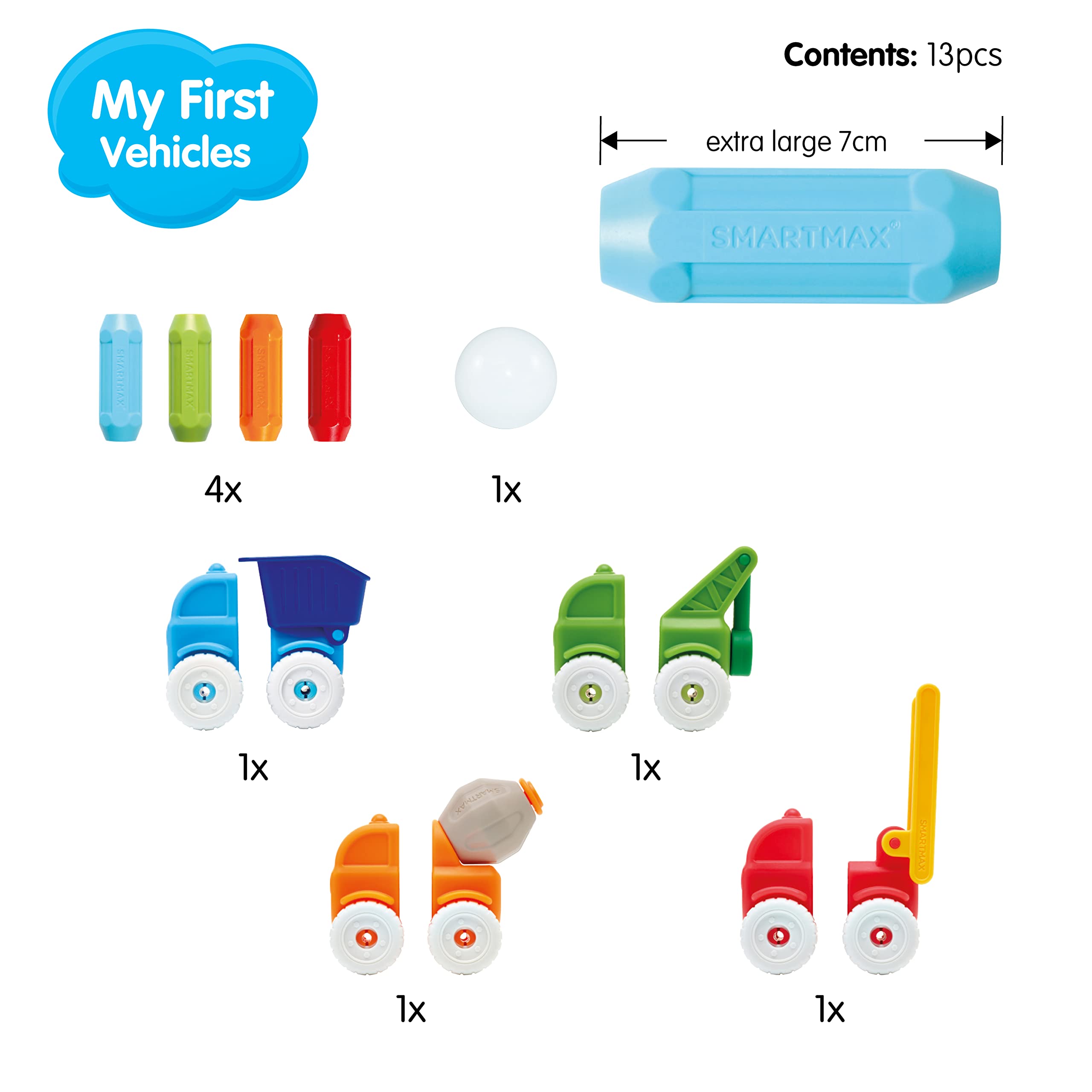 SMARTMAX My First Vehicles Magnetic Discovery Play Set | 13 Pieces | Ages 1-5 Years 3