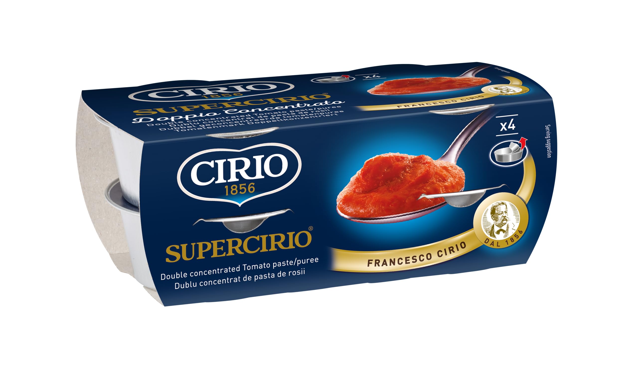 Cirio Supercirio Double Concentrated Tomato Puree - 4 x 70g Pots | GMO, Gluten & Dairy Free
