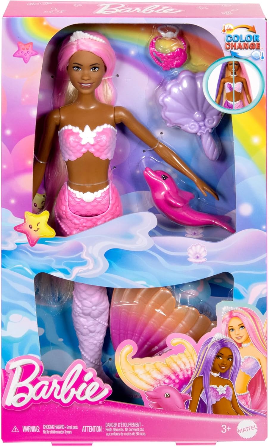 Barbie Mermaid Doll - Brooklyn with Pink Hair, Styling Accessories & Pet Dolphin 6