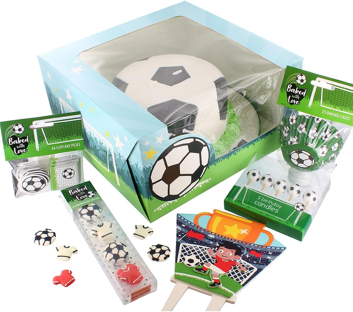 Baked with Love - Football Cake Candles Cupcake Decorations Pack of 5 6