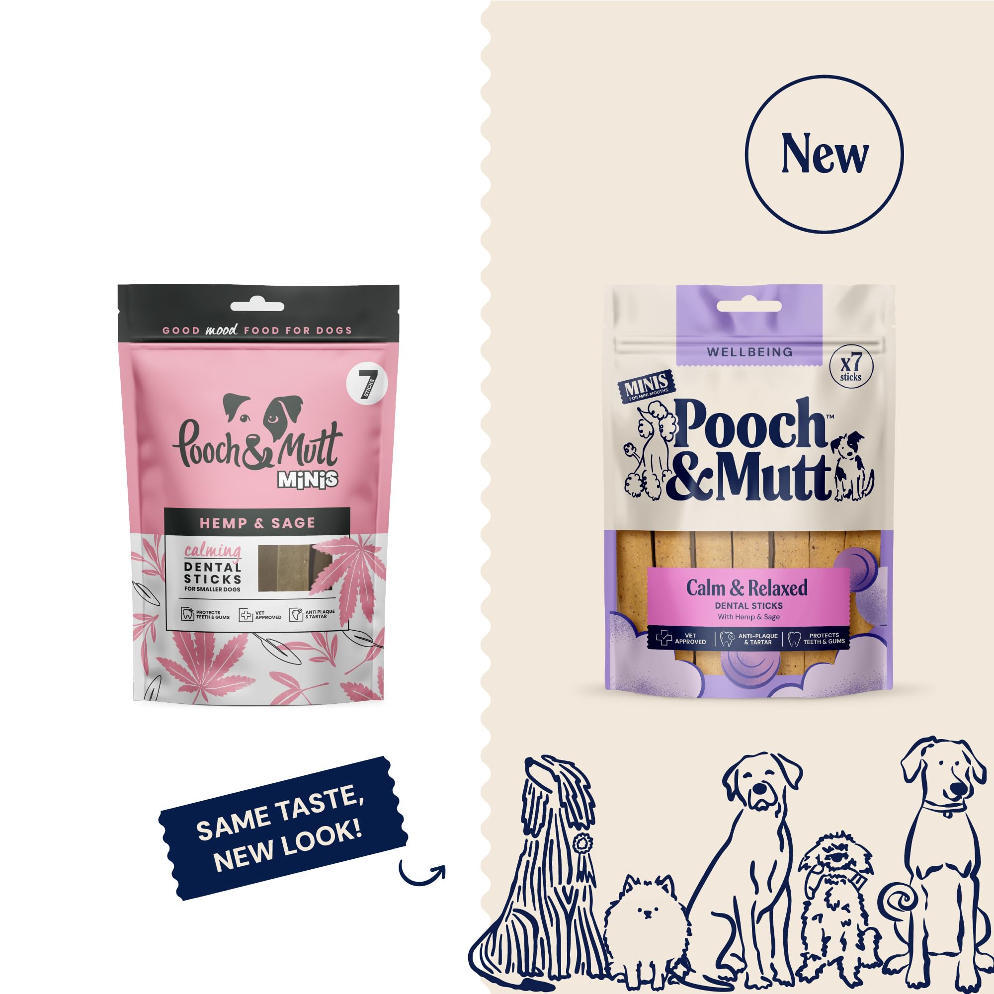 Pooch & Mutt Calming Dog Dental Sticks - Anxiety Relief & Dental Care | 200g Pack 2