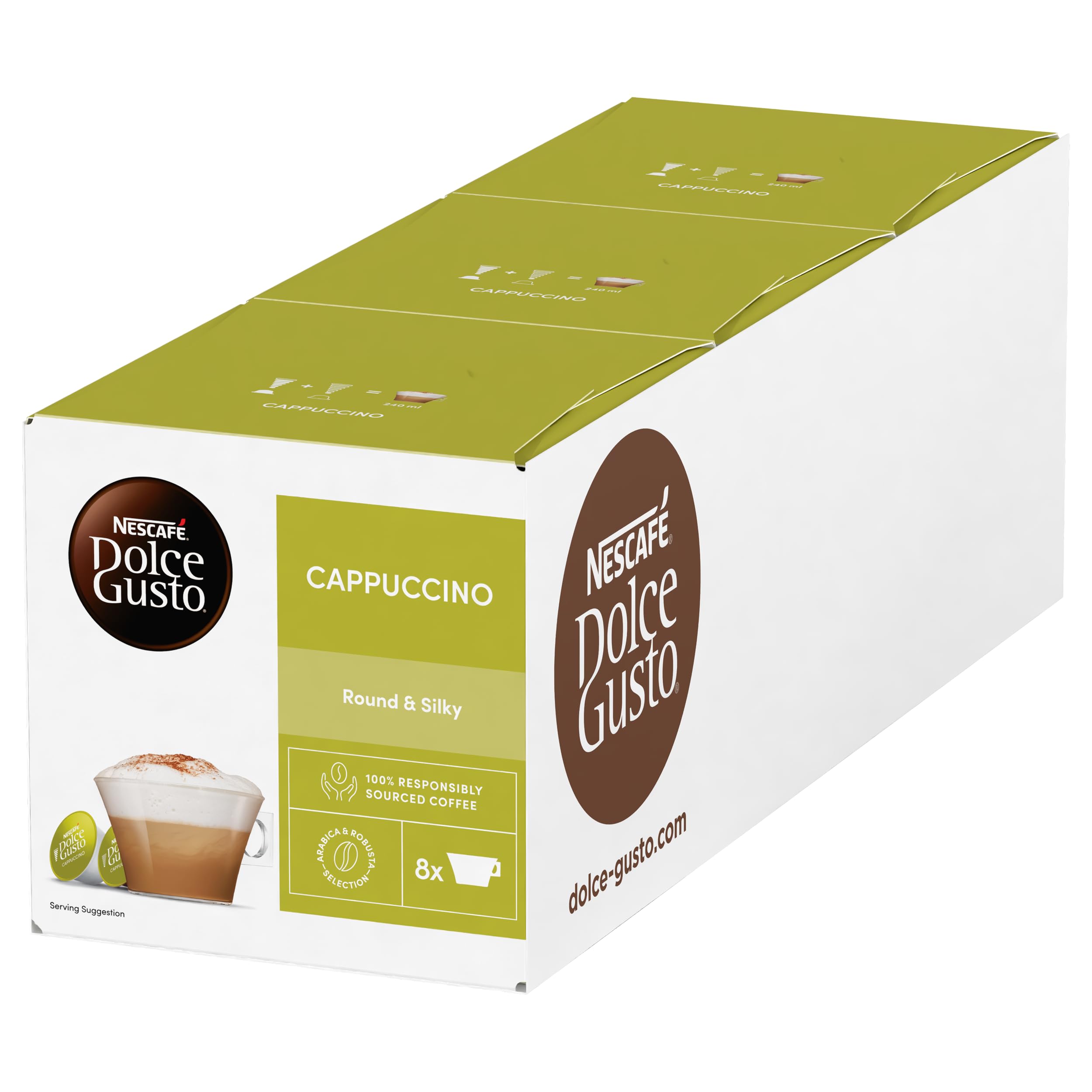 NESCAFÉ Dolce Gusto Cappuccino Coffee Pods - 48 Count Total | Medium Roast | Caffeinated