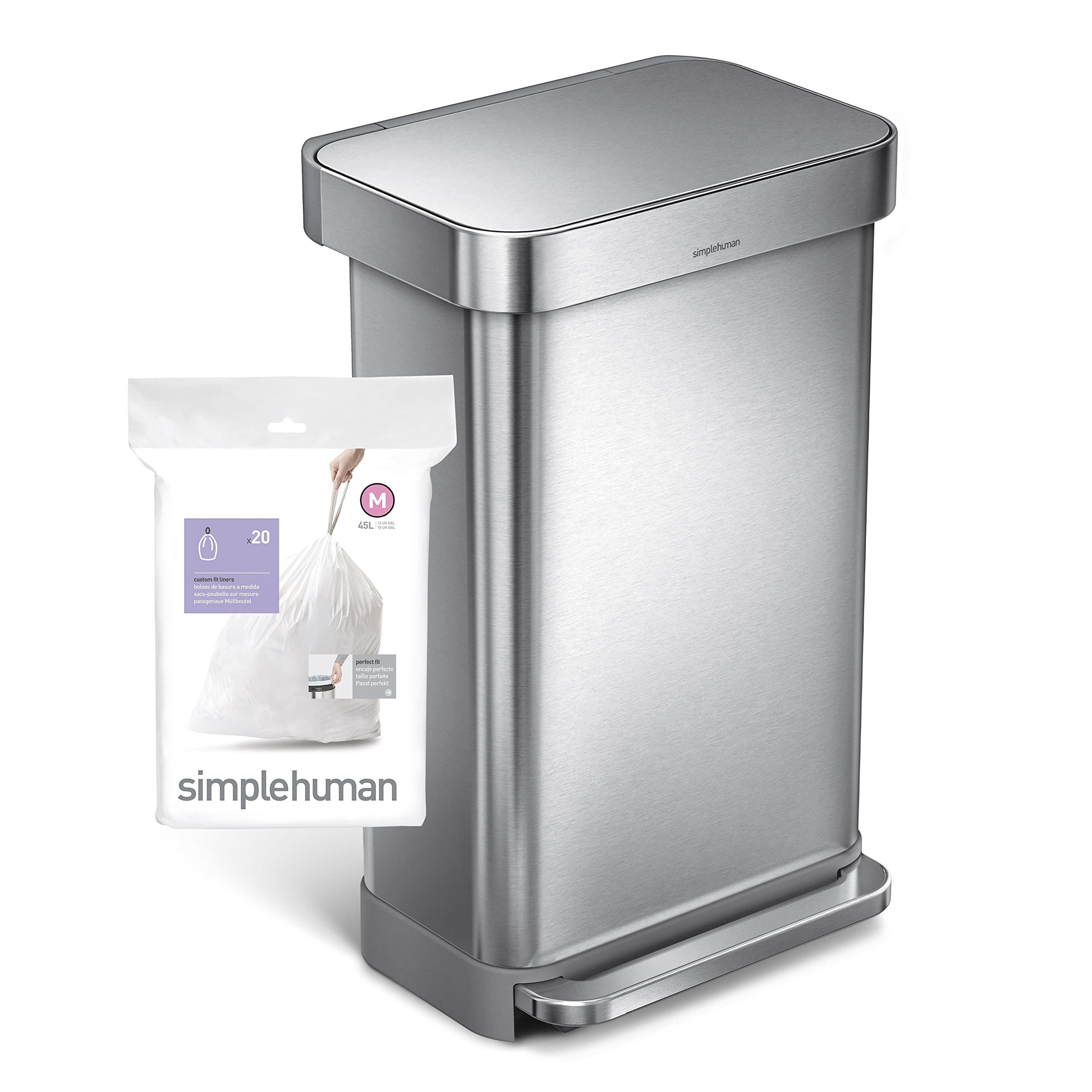 simplehuman Code M Custom Fit Bin Liners, White Plastic - Pack of 20 5