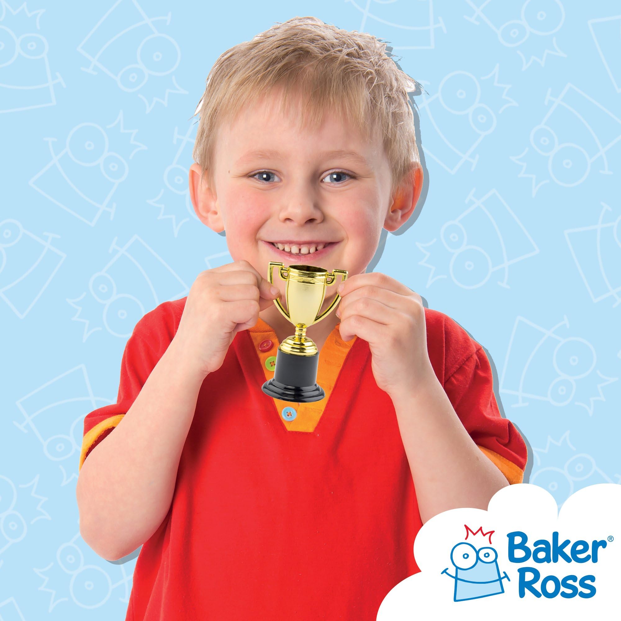 Baker Ross P670 Gold Trophies for Kids Rewards and Prizes | Pack of 6 | Plastic | Ages 3+ 4