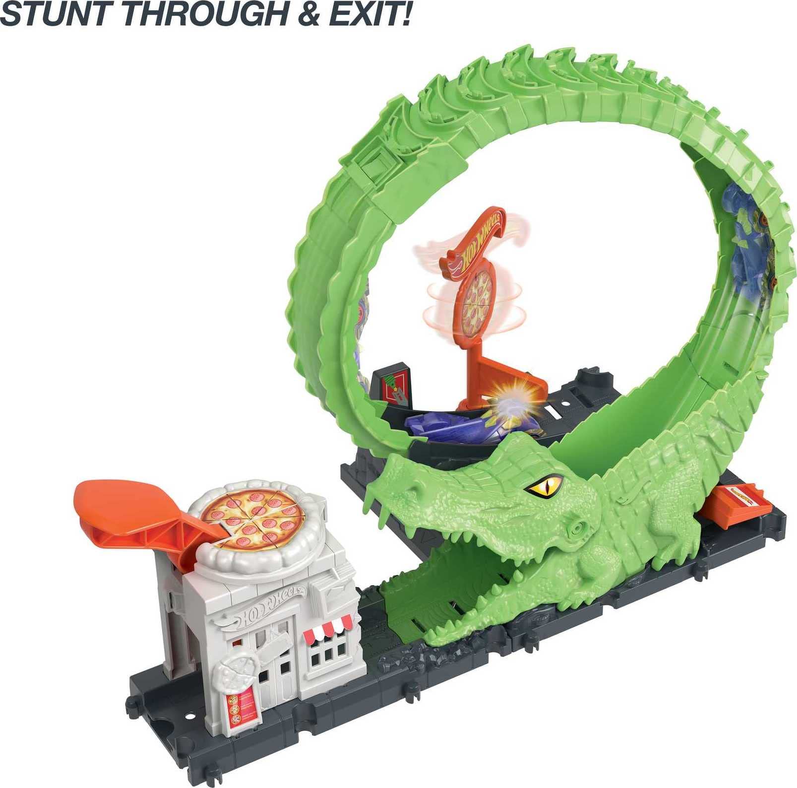 Hot Wheels Gator Loop Attack Playset - Adjustable Track with 1 Car, Connects to Other Sets, Ages 4+ 4