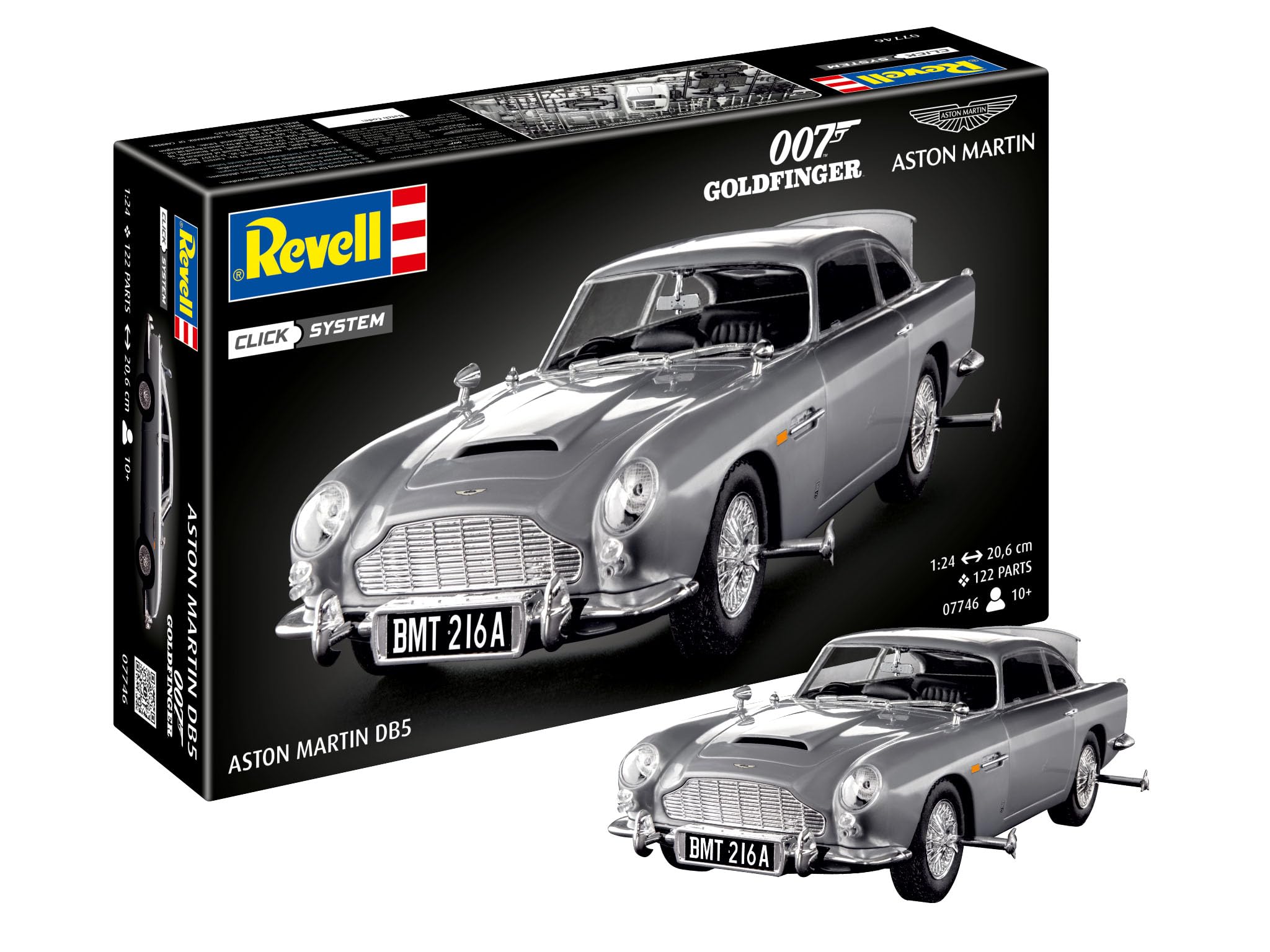 Revell James Bond Aston Martin DB5 1:24 Scale Model Kit - Click System Building Set for Ages 10+