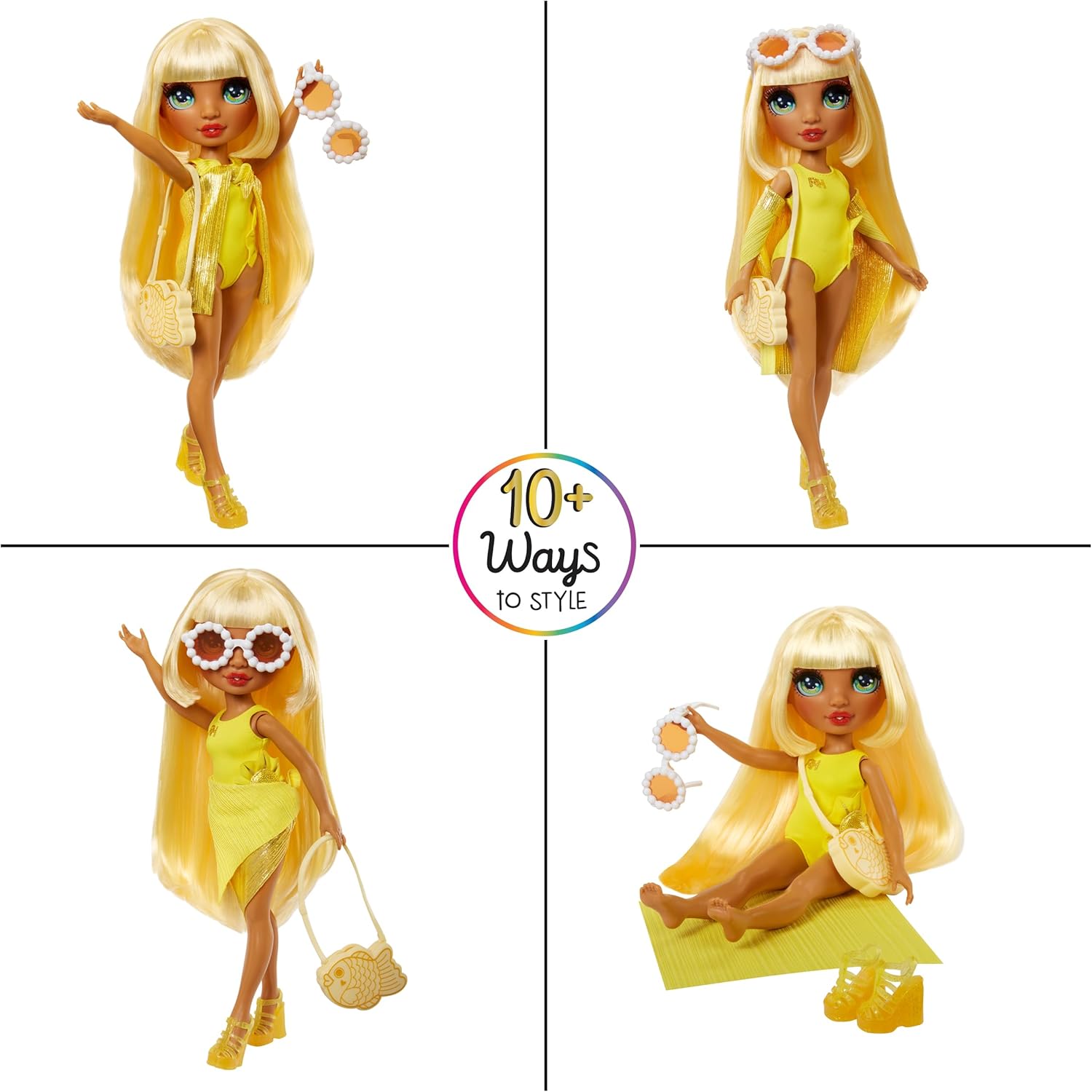 Rainbow High Swim & Style - Sunny (Yellow) - 28 cm Doll with Shimmery Wrap 3
