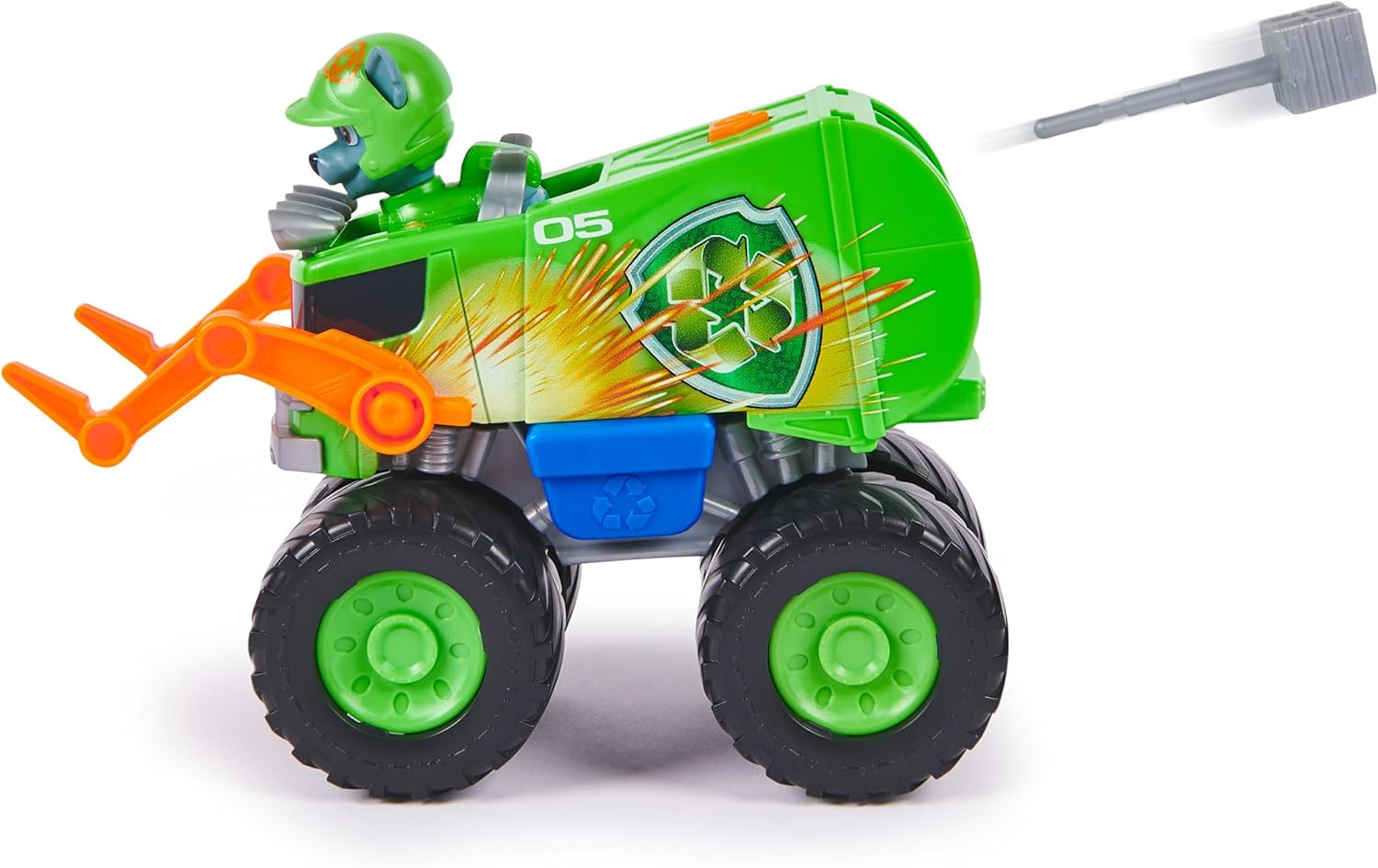 Paw Patrol: Rescue Wheels Rocky’s Recycle Truck - Projectile Launcher Toy with Action Figure