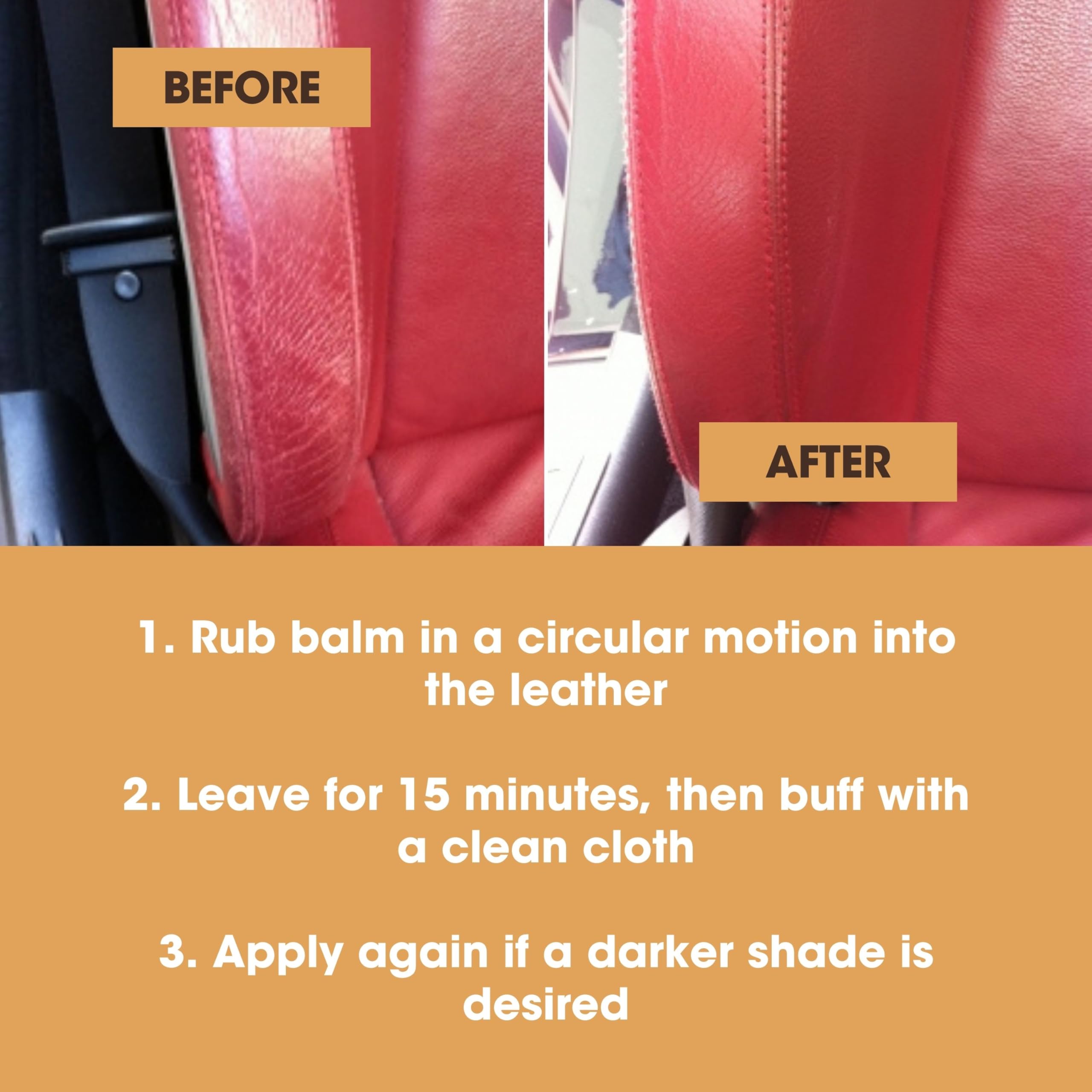 Furniture Clinic Leather Recolouring Balm - Medium Brown for Faded & Scratched Sofas, Car Seats, Shoes, Clothing 5
