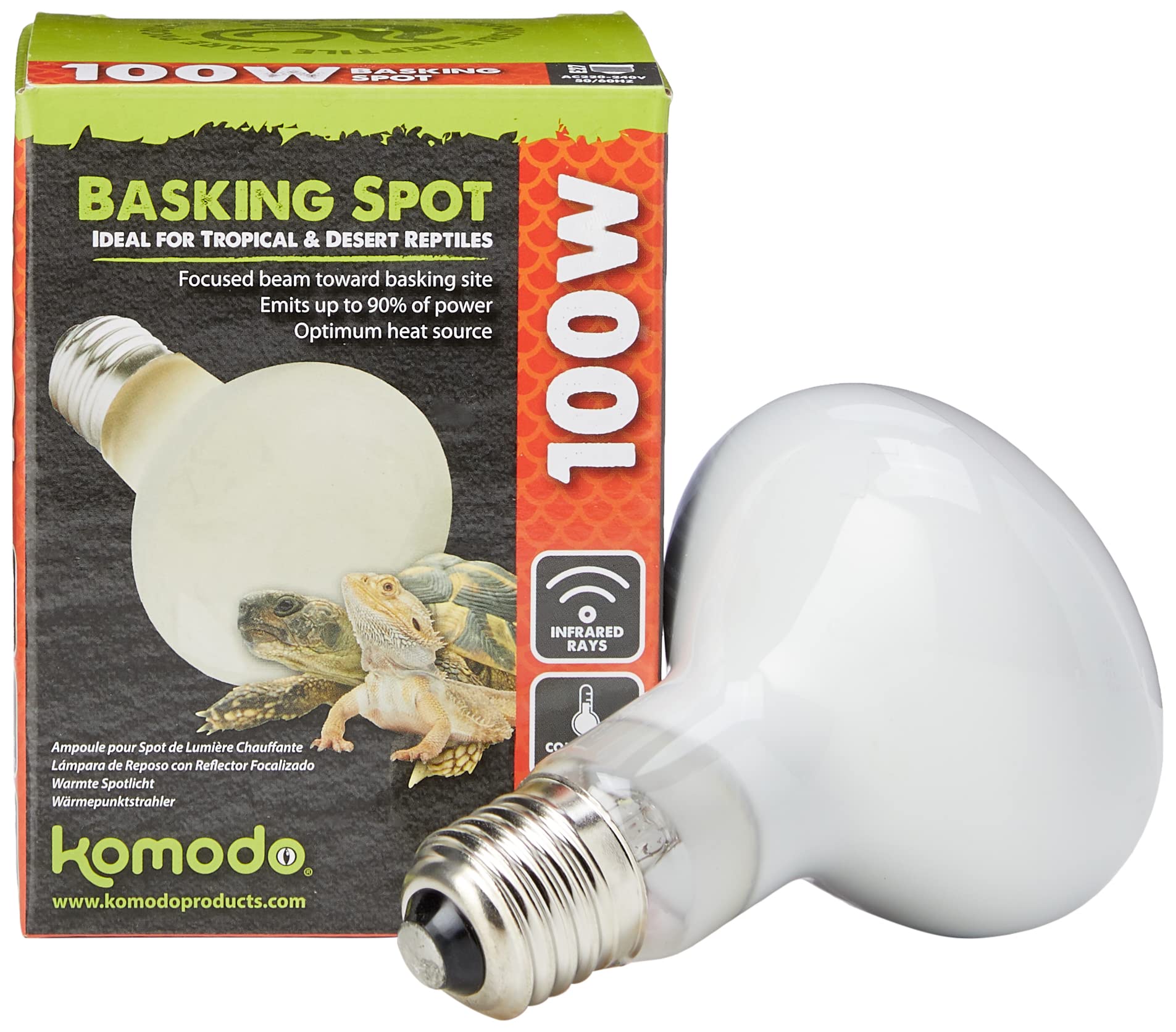Komodo Basking Spot Lamp ES - 100 Watt Focused Heat | Moderate UVA Output