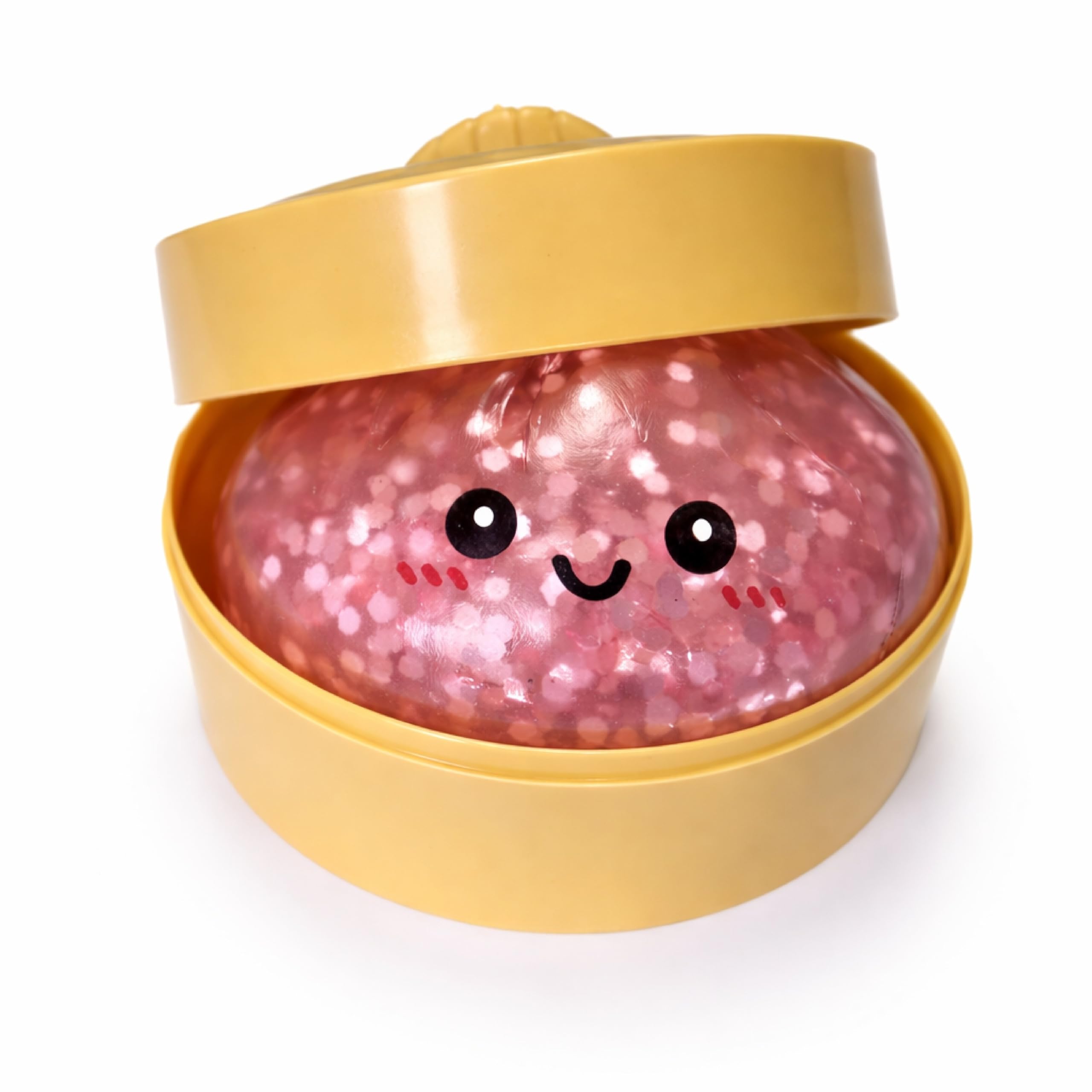SHATCHI Large Pink Glitter Dumpling Squishy Toy with Steamer Box | Slow Rebound TPR | Ages 3+ 1