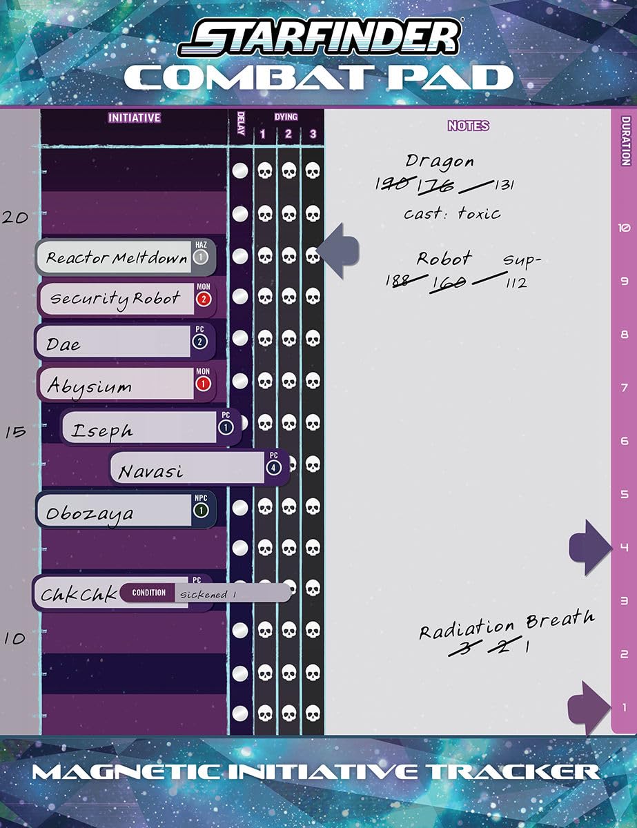 Paizo Starfinder Combat Pad - Initiative Tracker for Roleplaying Games