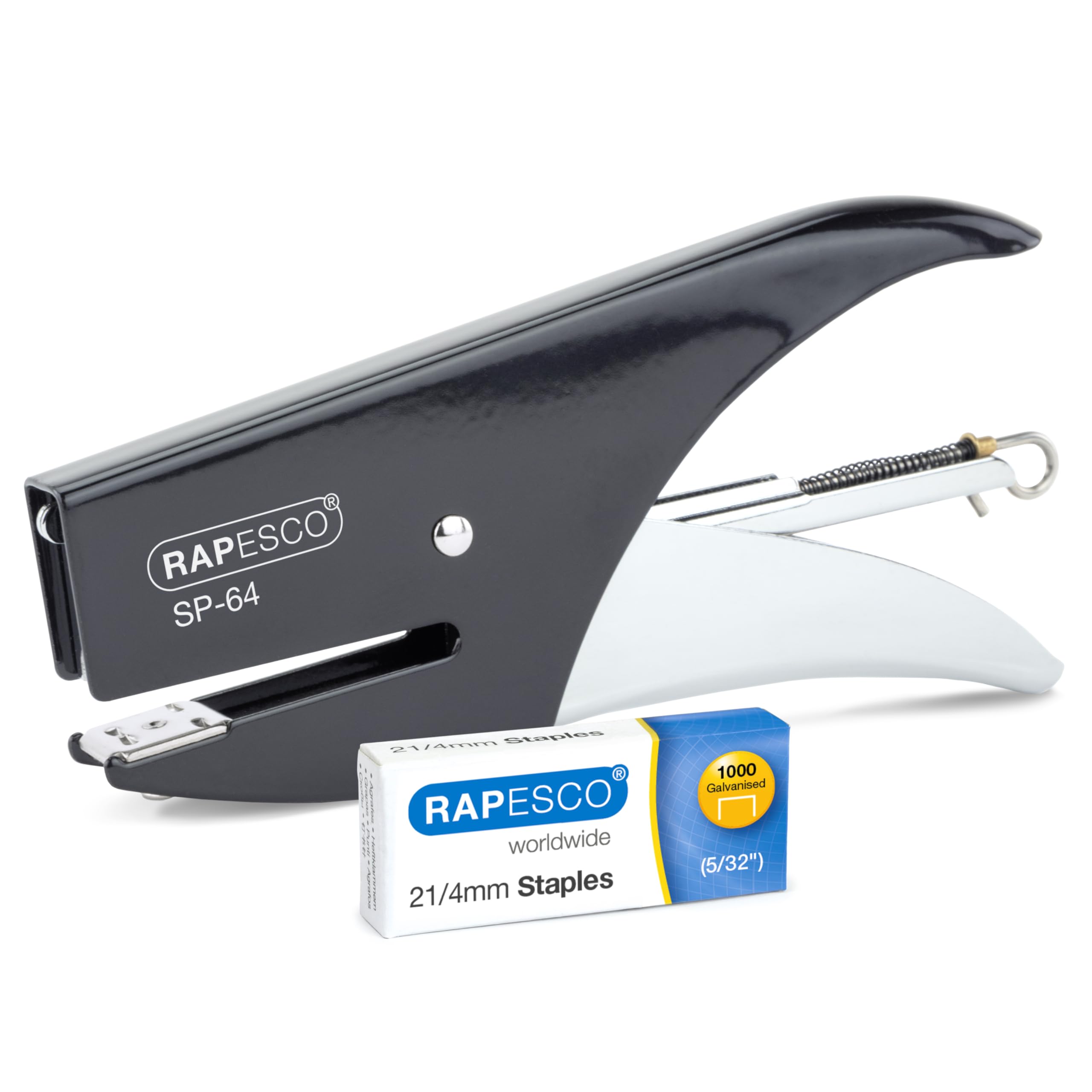 RAPESCO 1267 SP-64 Stapling Plier - 12 Sheet Capacity | Black Metal Construction | Includes 1000 Staples