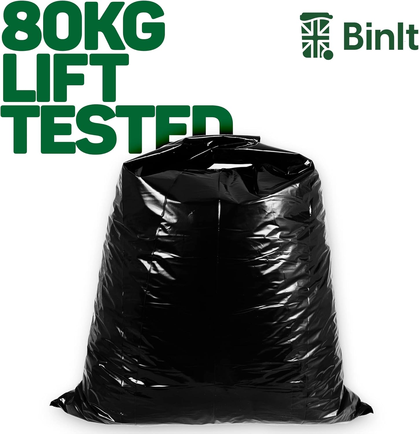 BIN IT 10 Tie Top Ultra Heavy Duty 120L Refuse Sacks - 60μm Recycled LDPE Bin Bags 5