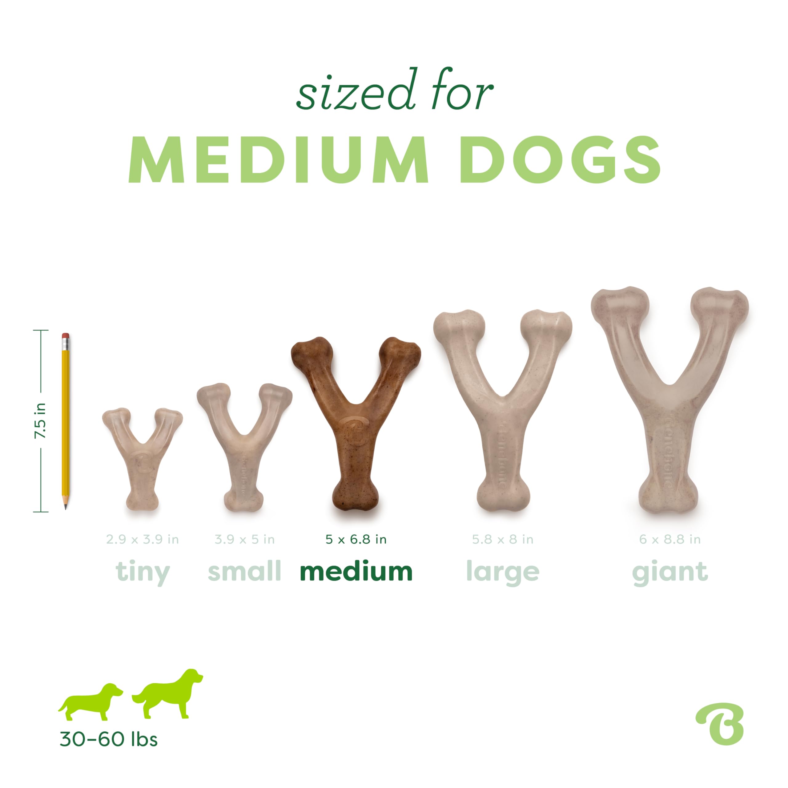 Benebone Indestructible Wishbone Dog Chew Toy - Real Bacon Flavor | Medium Dogs | Heavy Duty Nylon 4