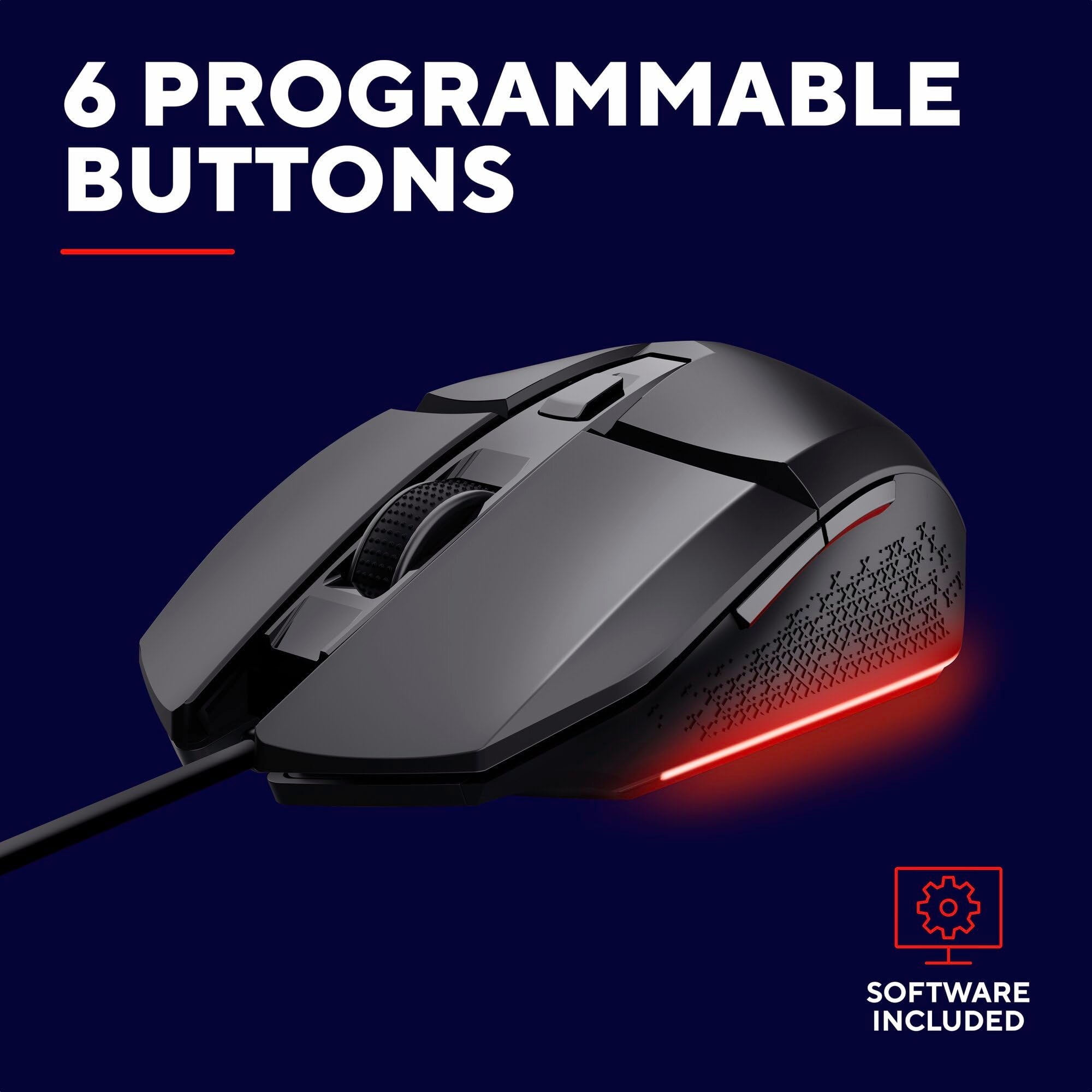 Trust Gaming GXTrust 1109 Vylax Gaming Mouse - 6 Programmable Buttons, 200-6400 DPI, RGB LED Lighting, 1.5m Cable, Black 5