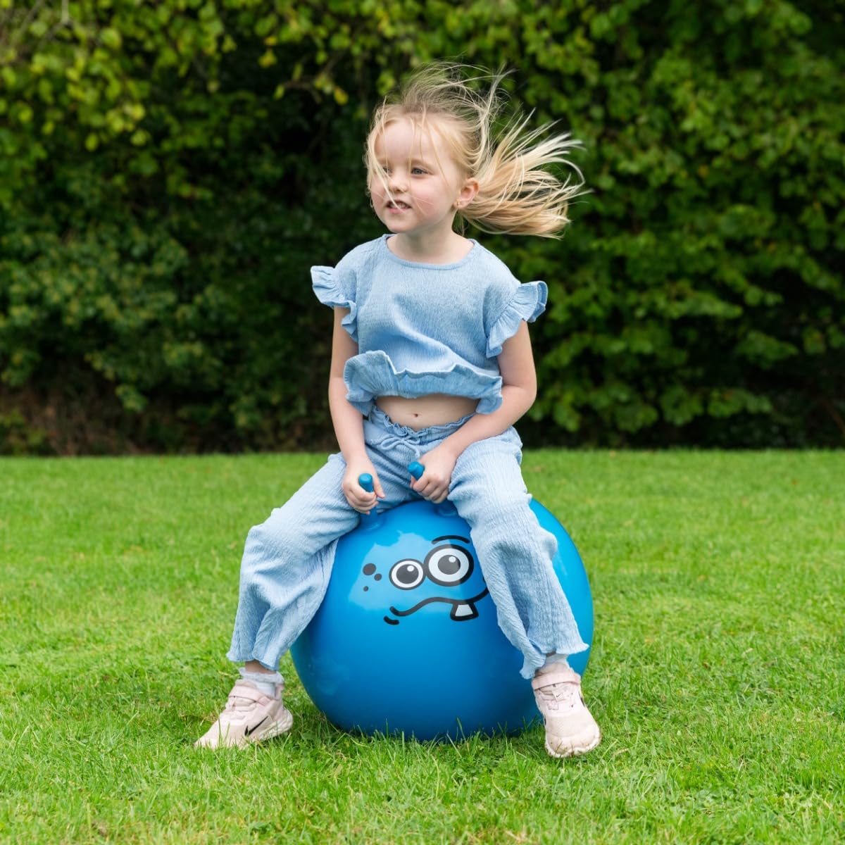 Toyrific Jump N Bounce Space Hopper - Retro 20 Inch Blue Exercise Ball for Kids 3+ 5