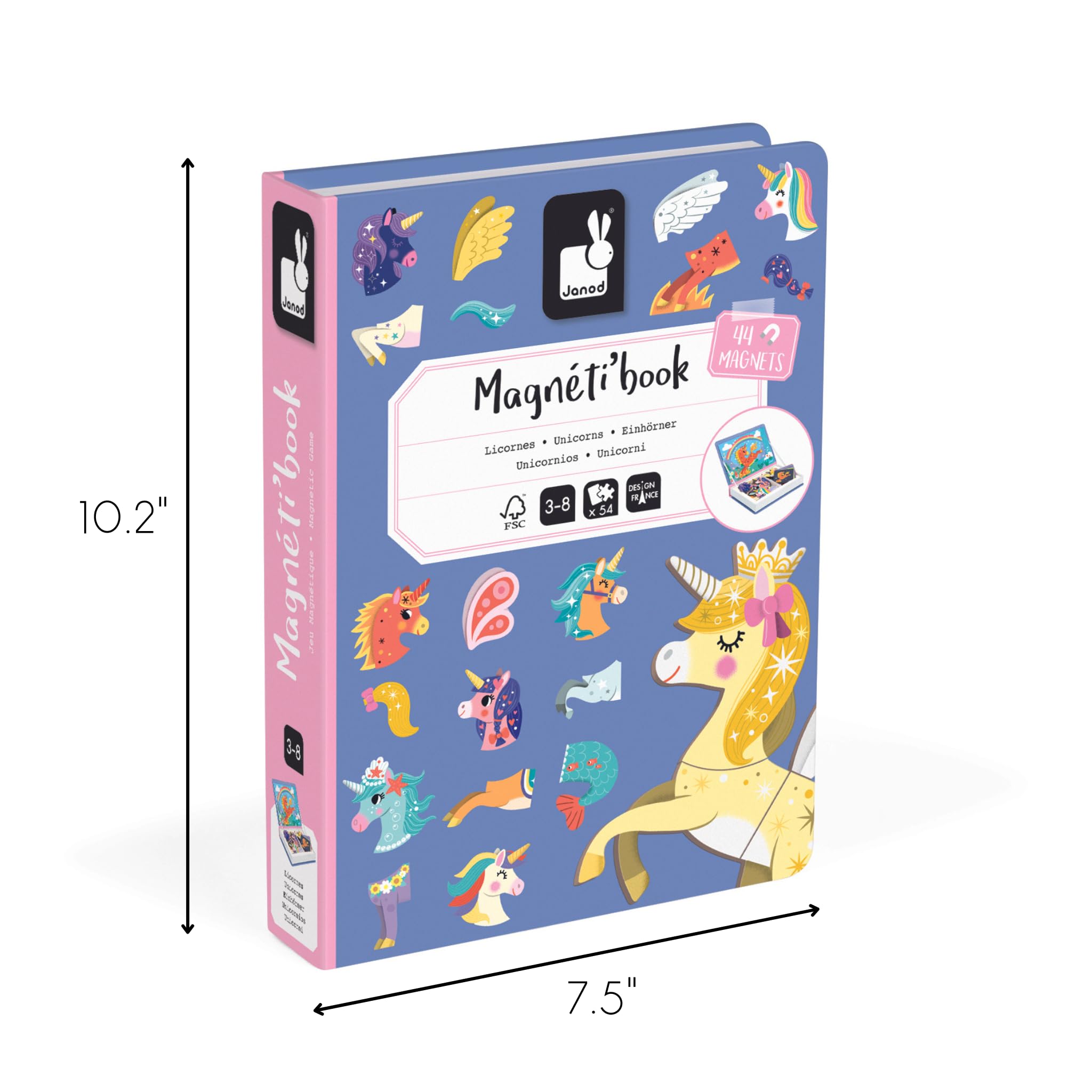 Janod Magnéti'Book Unicorns - 44-Magnet Educational Game for Ages 3+ 5