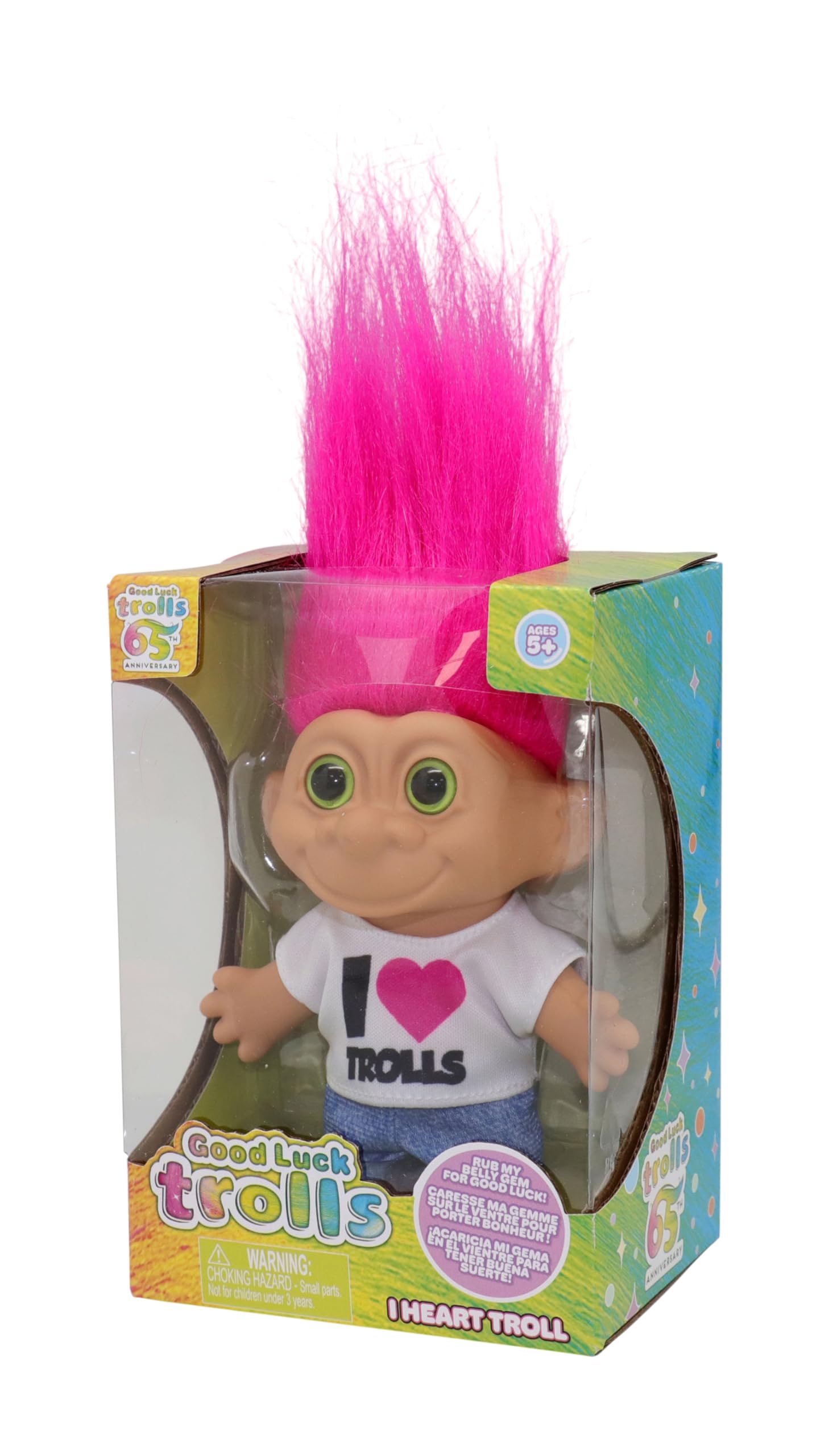 Good Luck Trolls 4" Doll - I Heart Troll, 80's Glam Fusion, Retro Rainbow Figure by BANDAI 5