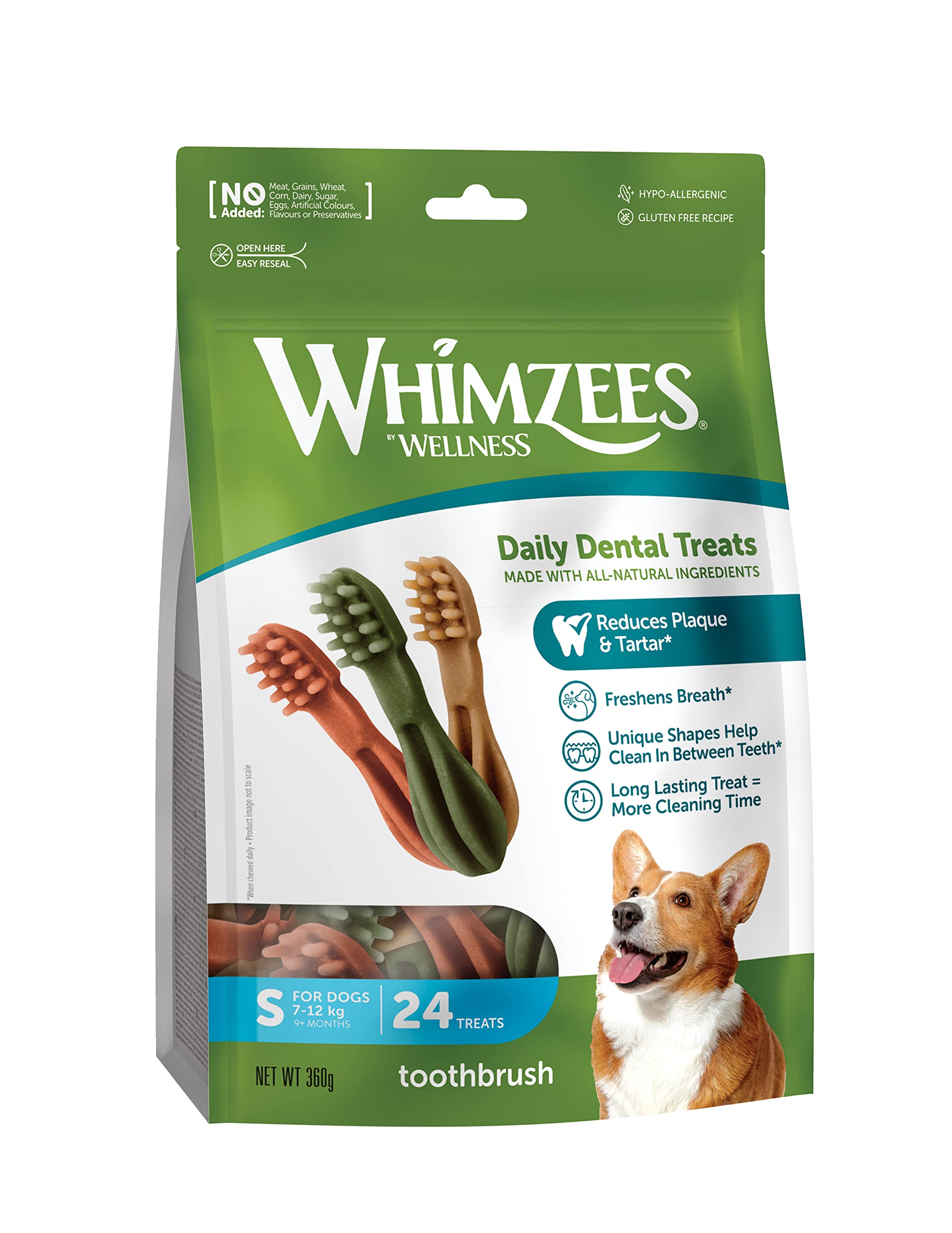 WHIMZEES Toothbrush S - 24 Pack Dog Dental Sticks for Small Breeds | Natural & Grain Free 1