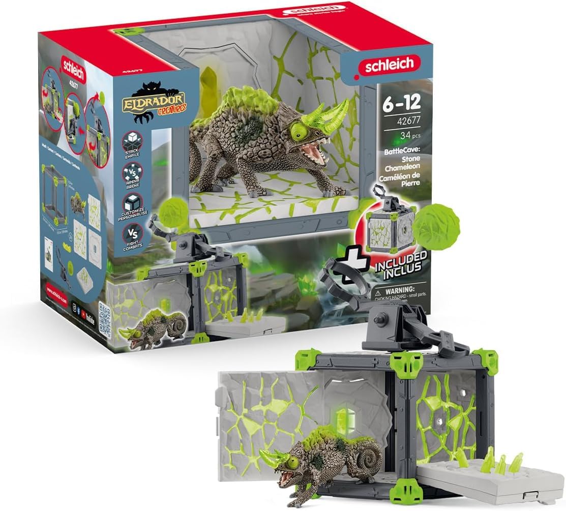 Schleich Eldrador Creatures BattleCave Stone Chameleon Playset - Ages 7-15