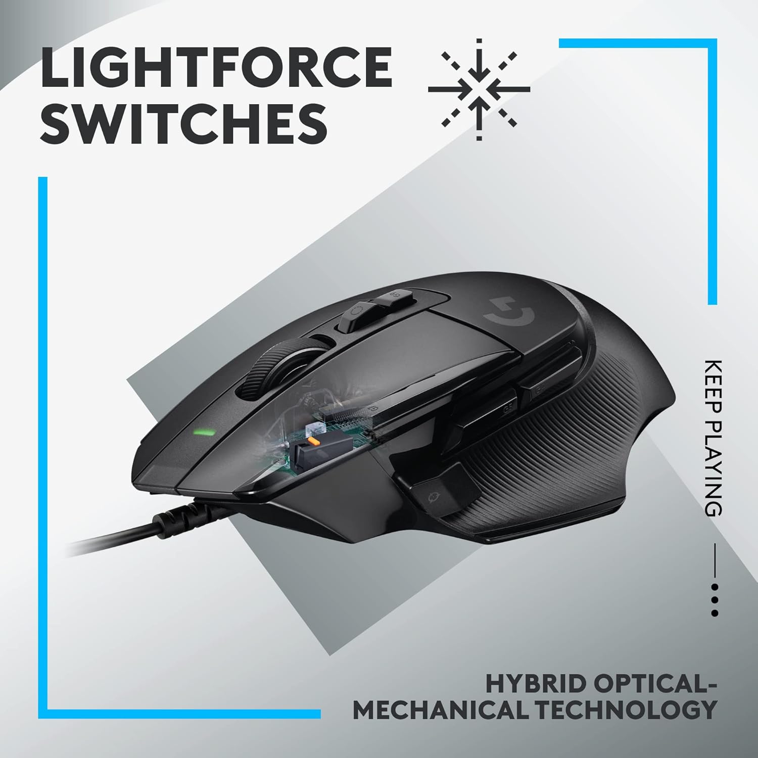 Logitech G G502 X Wired Gaming Mouse - Black with LIGHTFORCE Hybrid Optical-Mechanical Switches 5