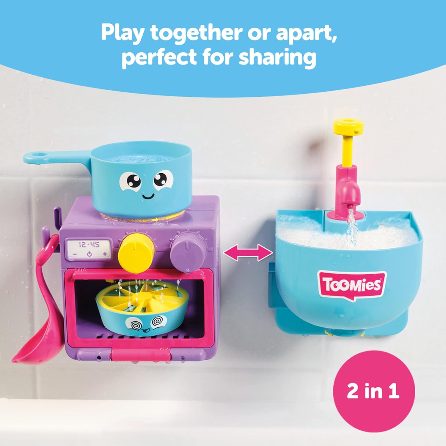 Toomies Bubble & Bake Bathtime Kitchen - 2 in 1 Bubble Making & Pretend Play Set for Toddlers 18M+ 3