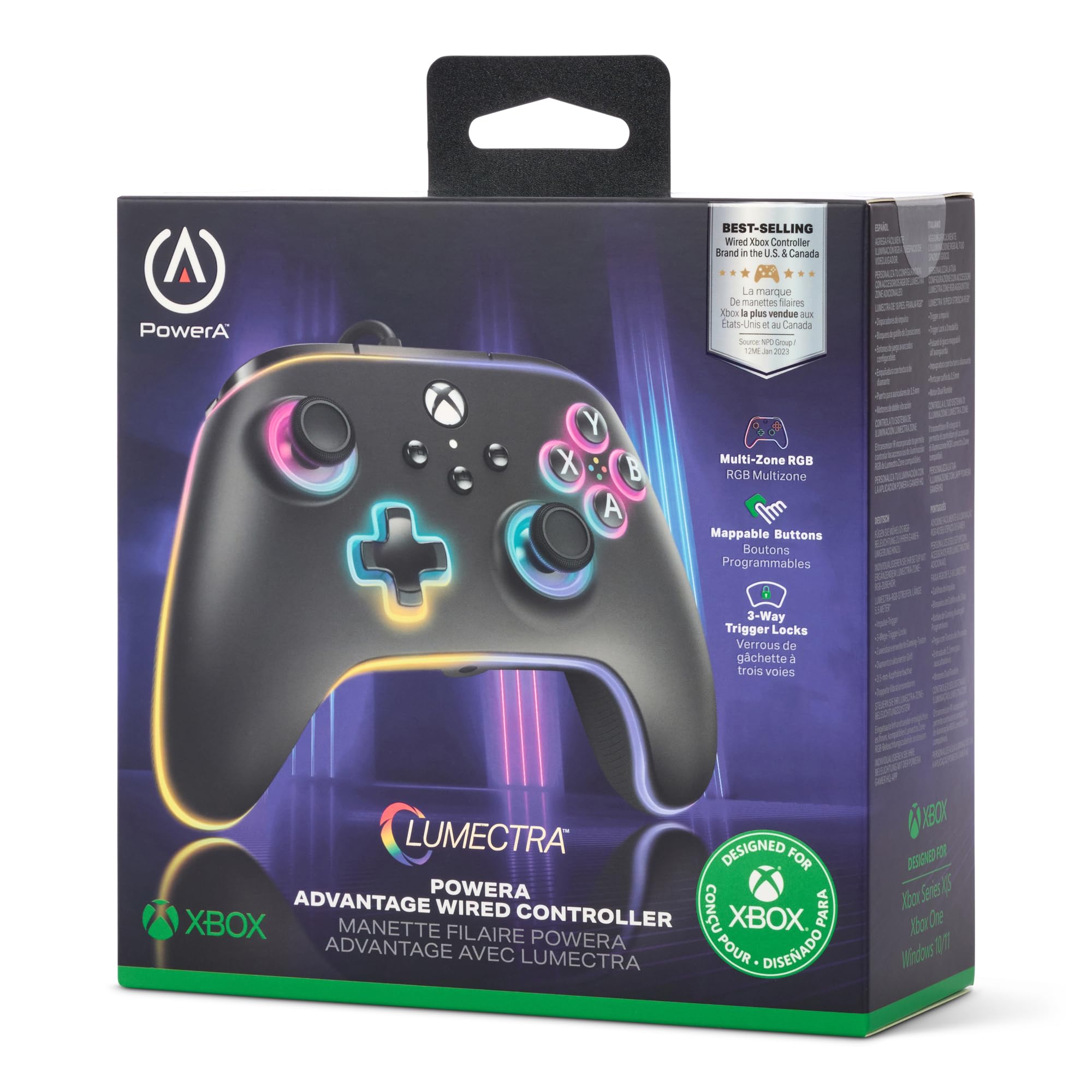 PowerA Advantage Wired Controller for Xbox Series X|S with Lumectra RGB Lighting - Black 4